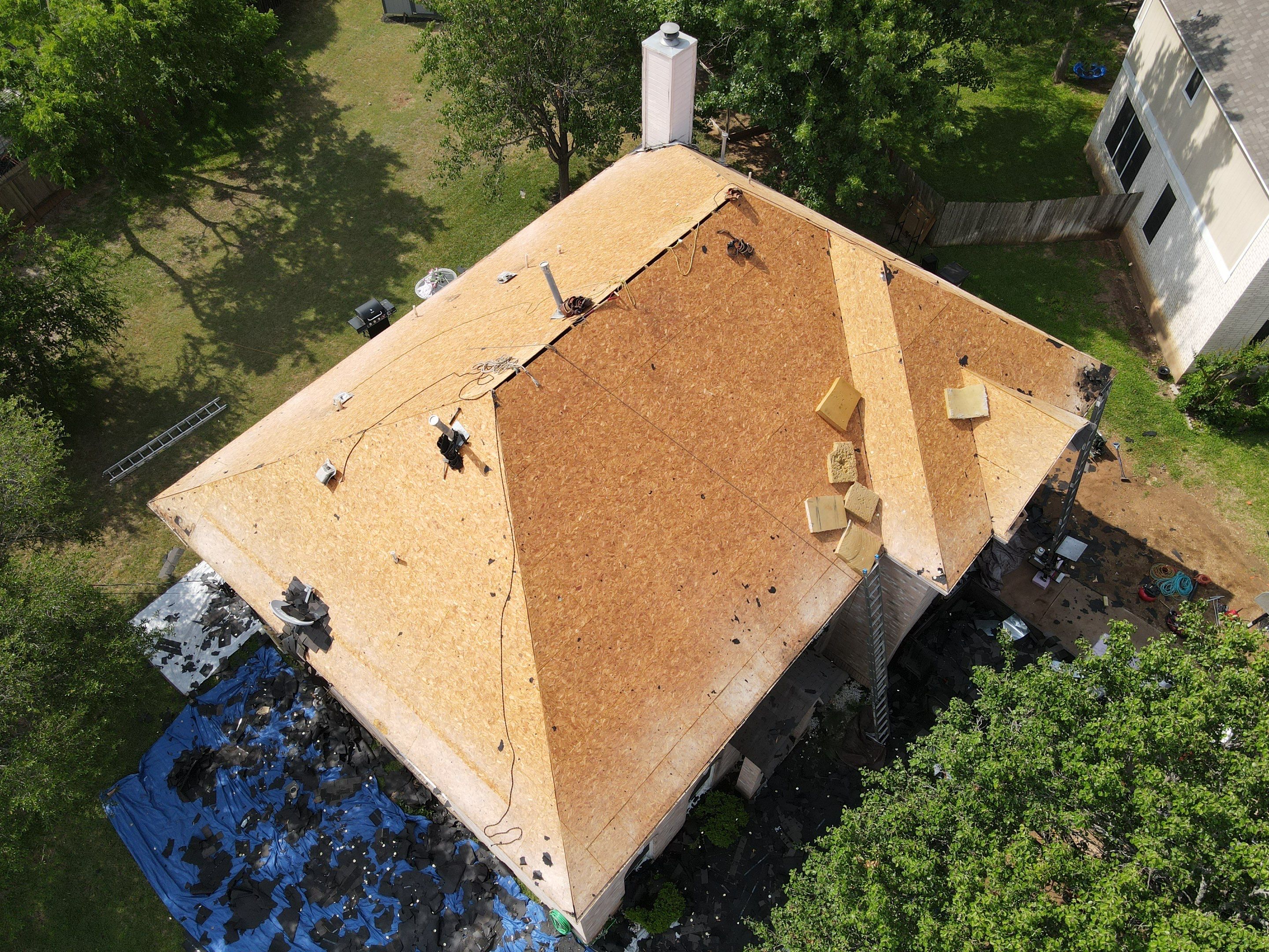 Architectural Shingle Roof Replacement and Decking Repair in Round Rock by Caliber Restoration LLC