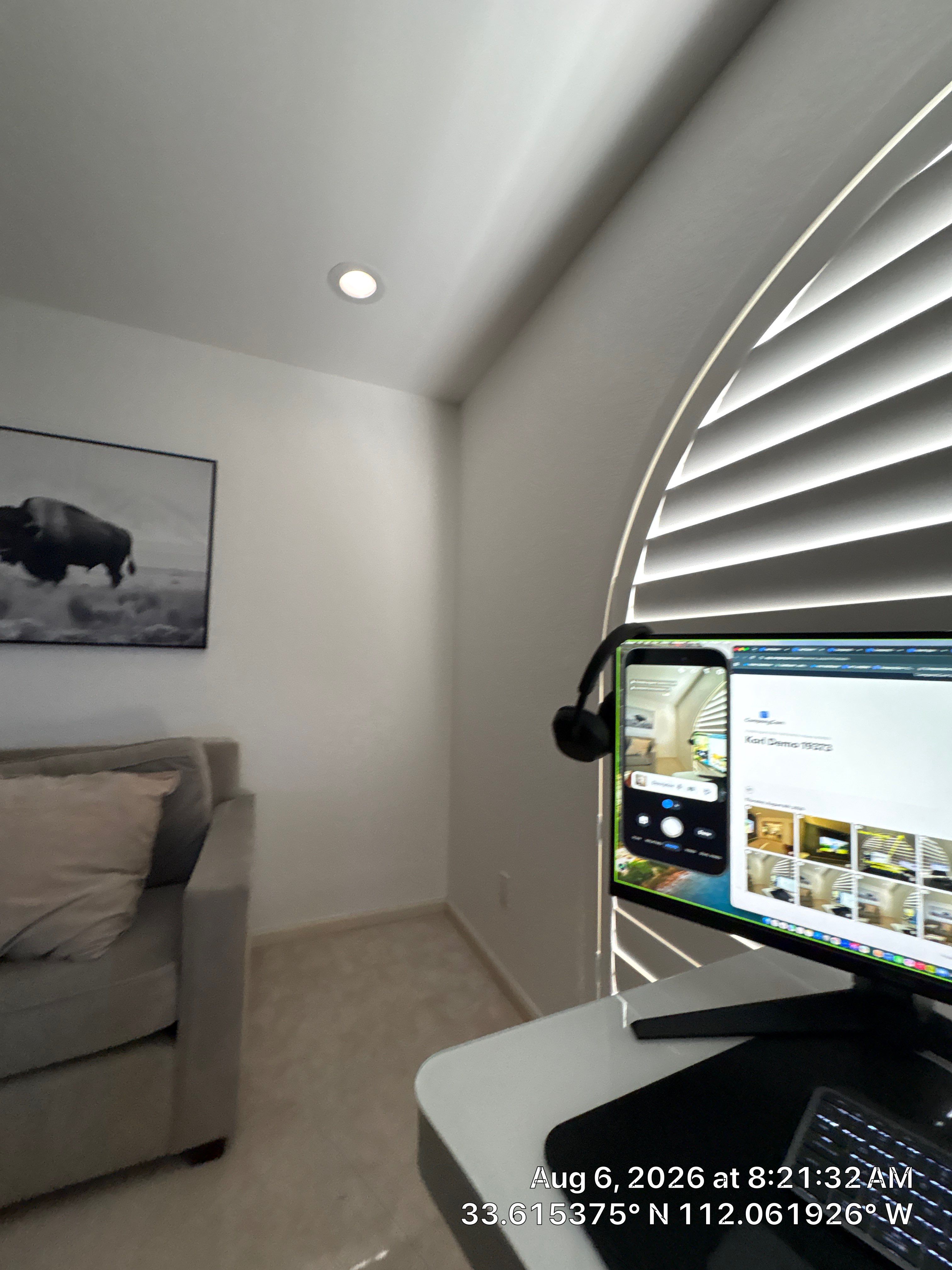Custom Home Office Setup and Media Wall Integration in Phoenix by CompanyCam Sales Demo