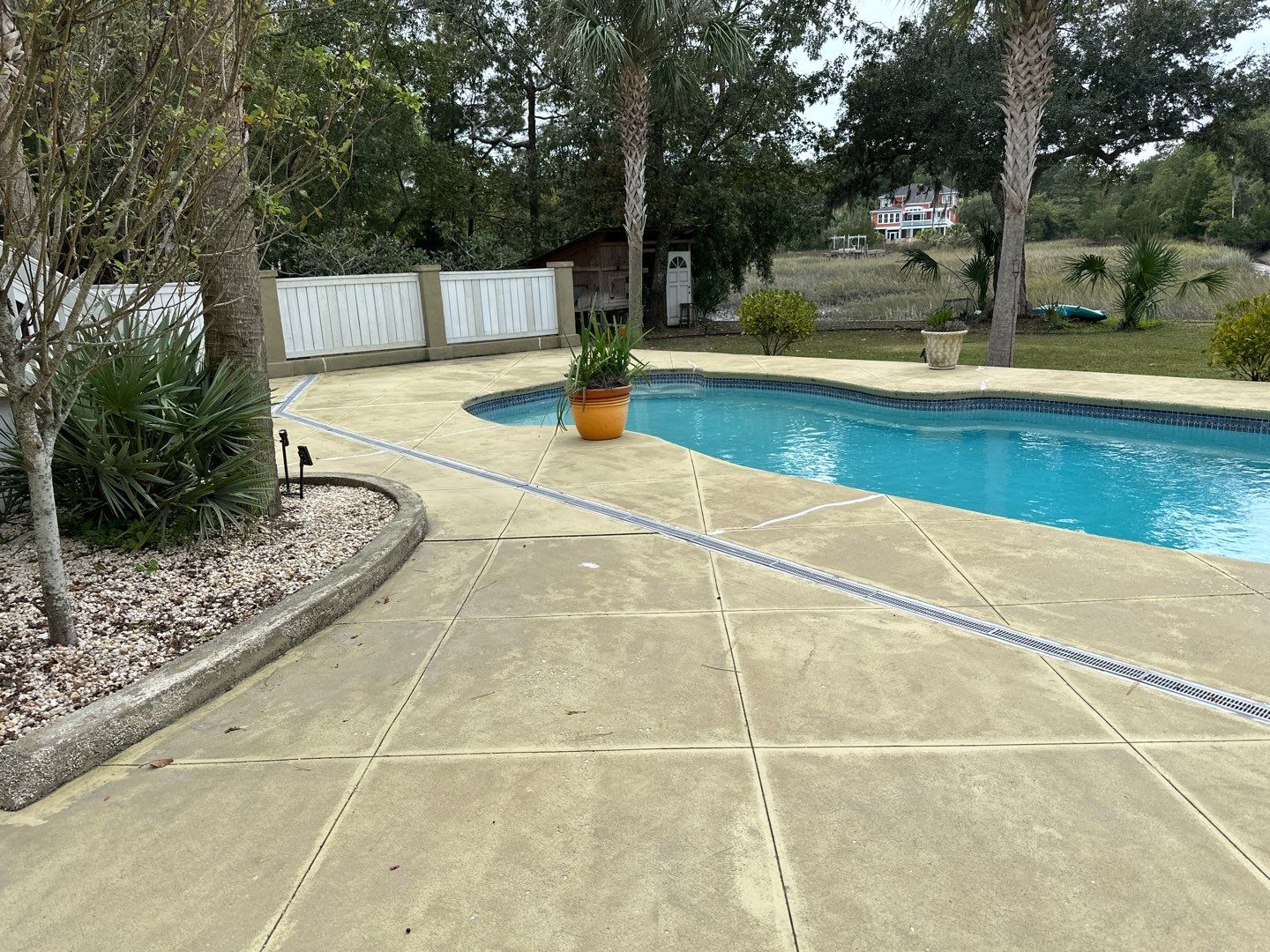 Concrete Pool deck with AcryFin by DuraSeal