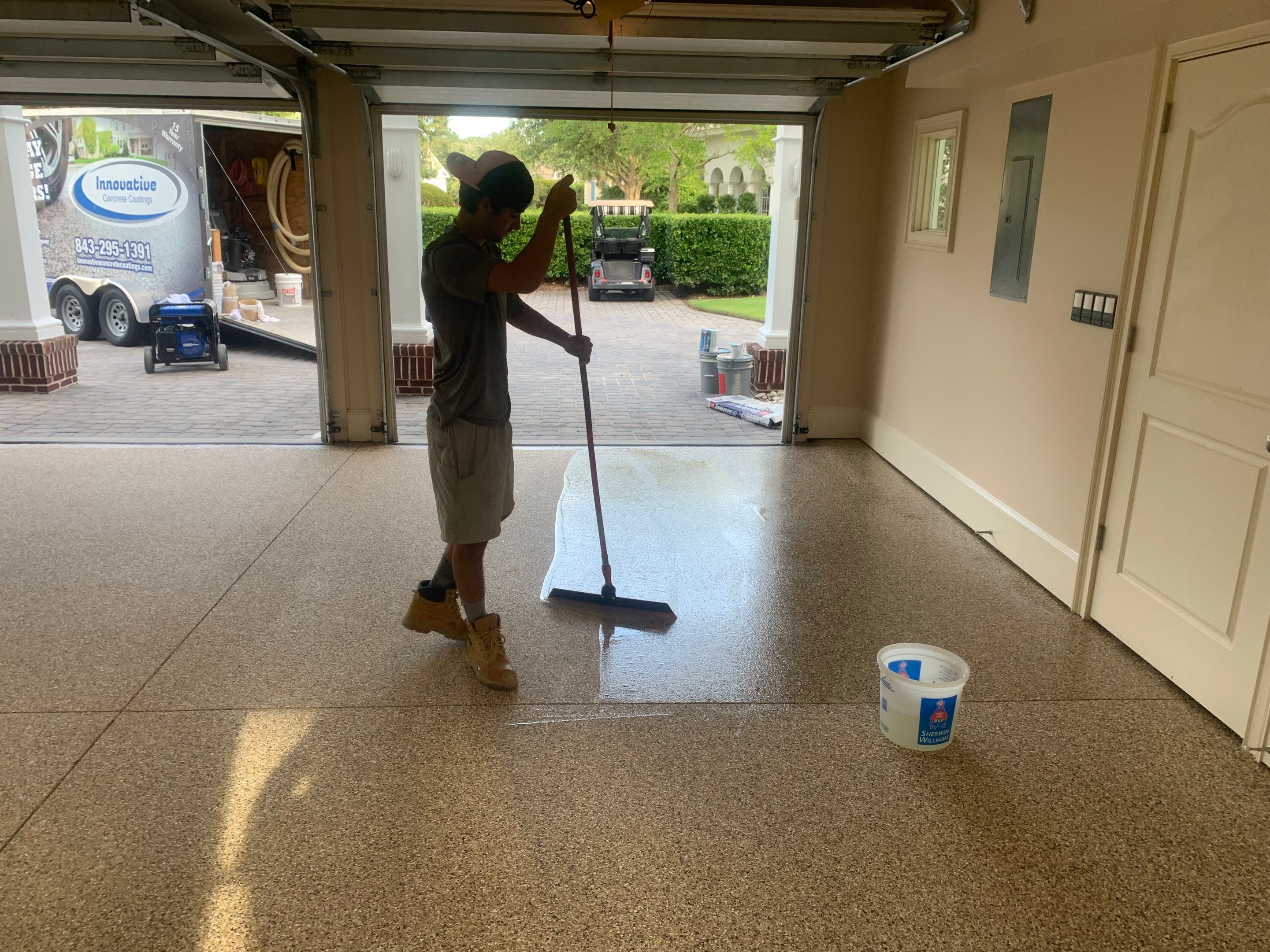 Garage TransFLOORmation using Sandstone by Innovative Concrete Coatings 