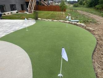 New Residential Construction - Paver, Putting Green, Pool by New Horizon Landscapes