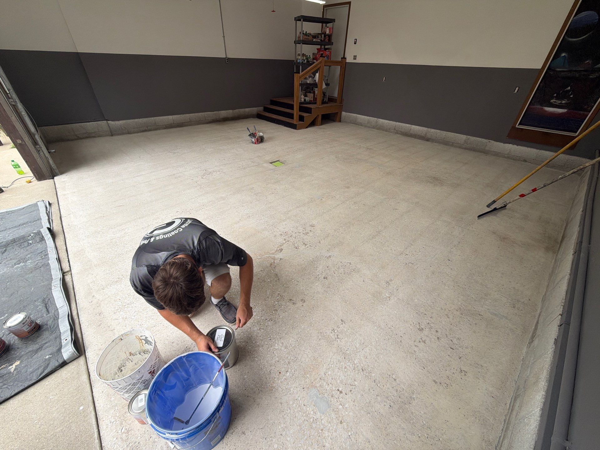 Weathered Gray Epoxy Flake Floor Installation in Muskegon by Gordon Painting