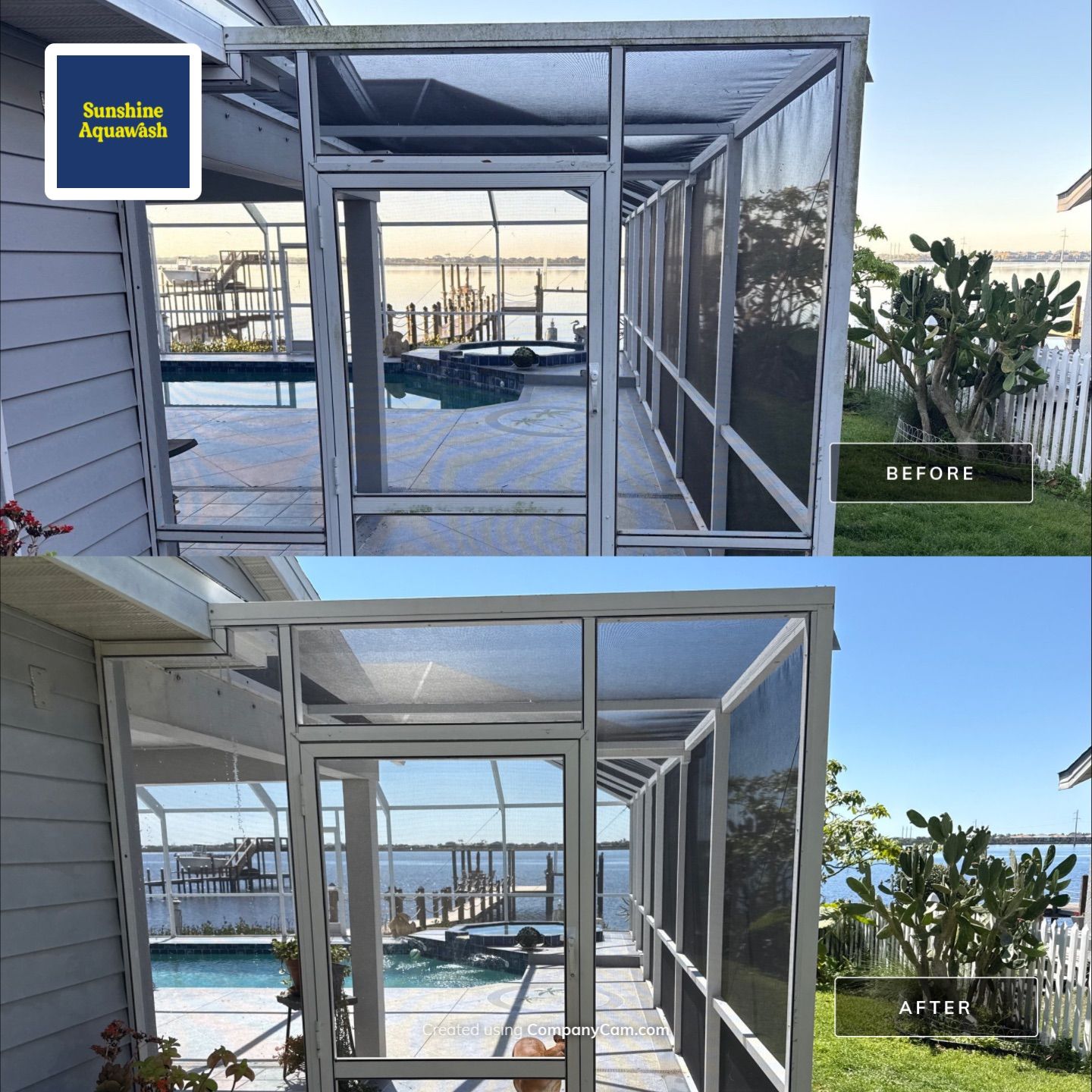 🏡 From Green to Clean! 🌊 Epic House & Pool Cage Cleaning on the Manatee River | Ellenton, FL 💦 by Sunshine AquaWash