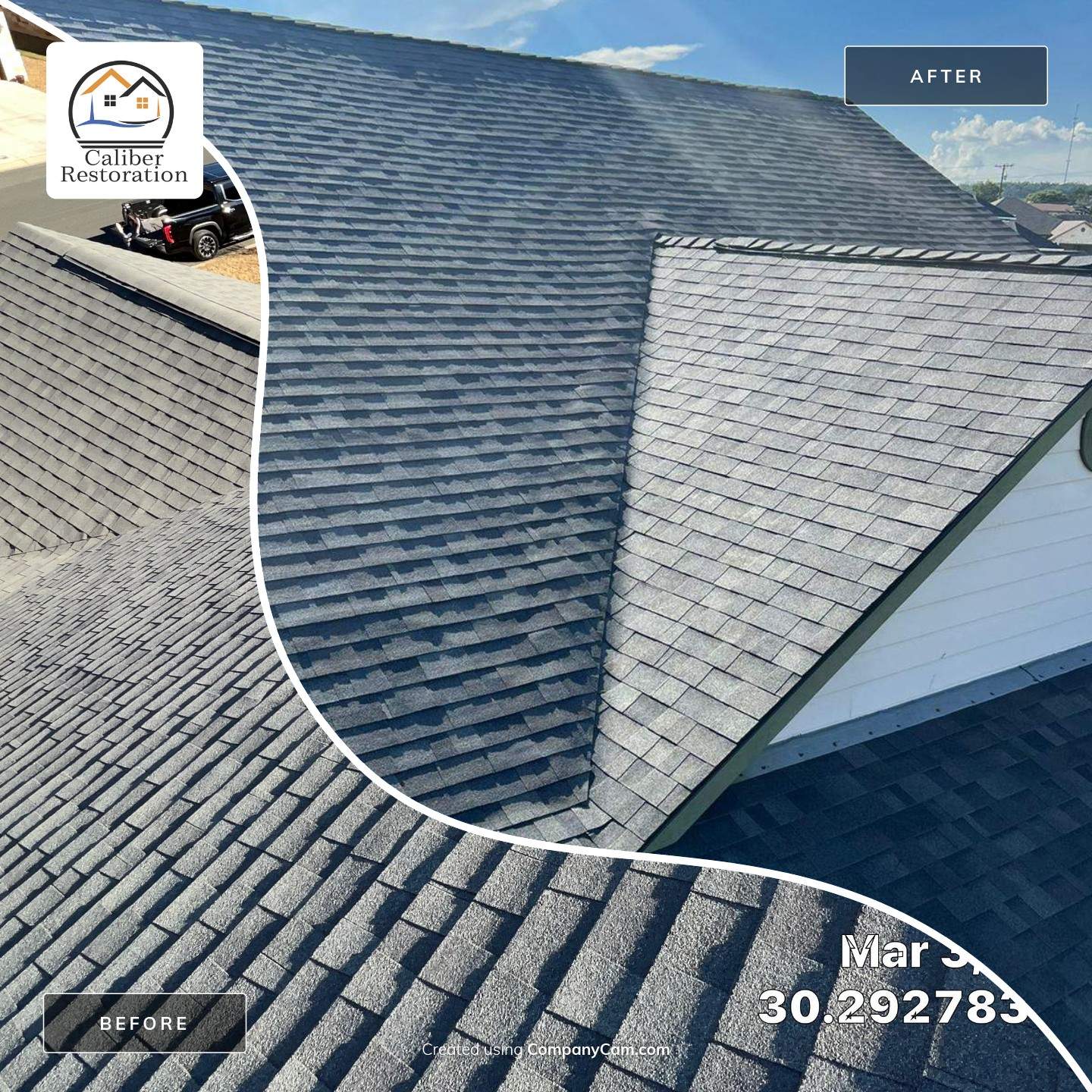 Architectural Shingle Roof Replacement and Gutter Installation in Fredericksburg by Caliber Restoration LLC
