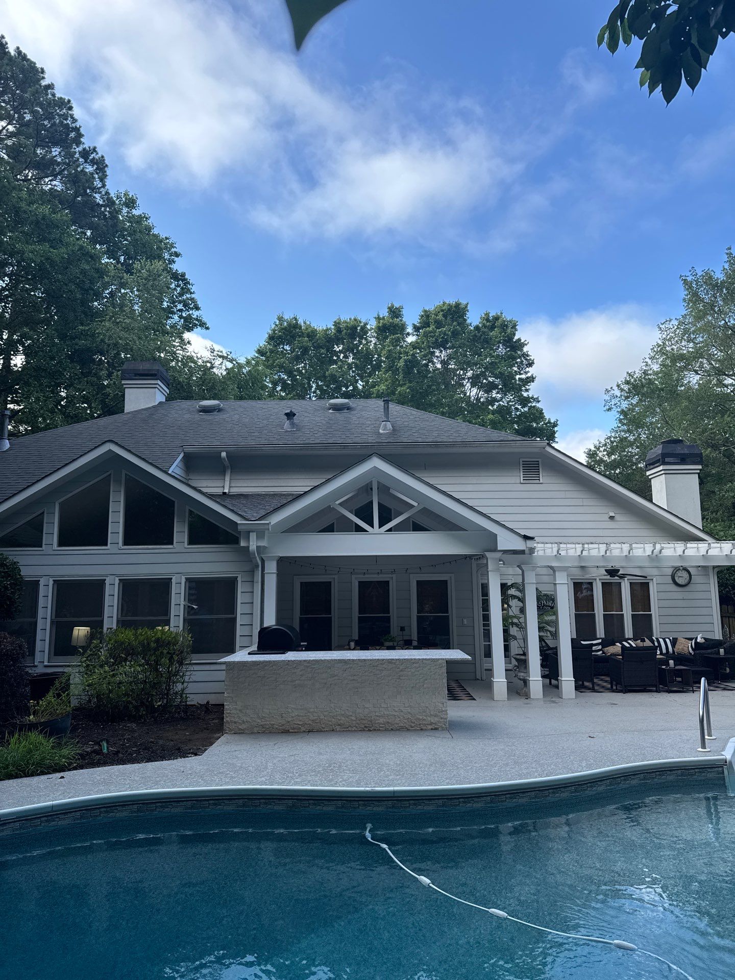 Marietta Poolside Pavilion with Custom Outdoor Kitchen and Pergola by Swift Home Renovations
