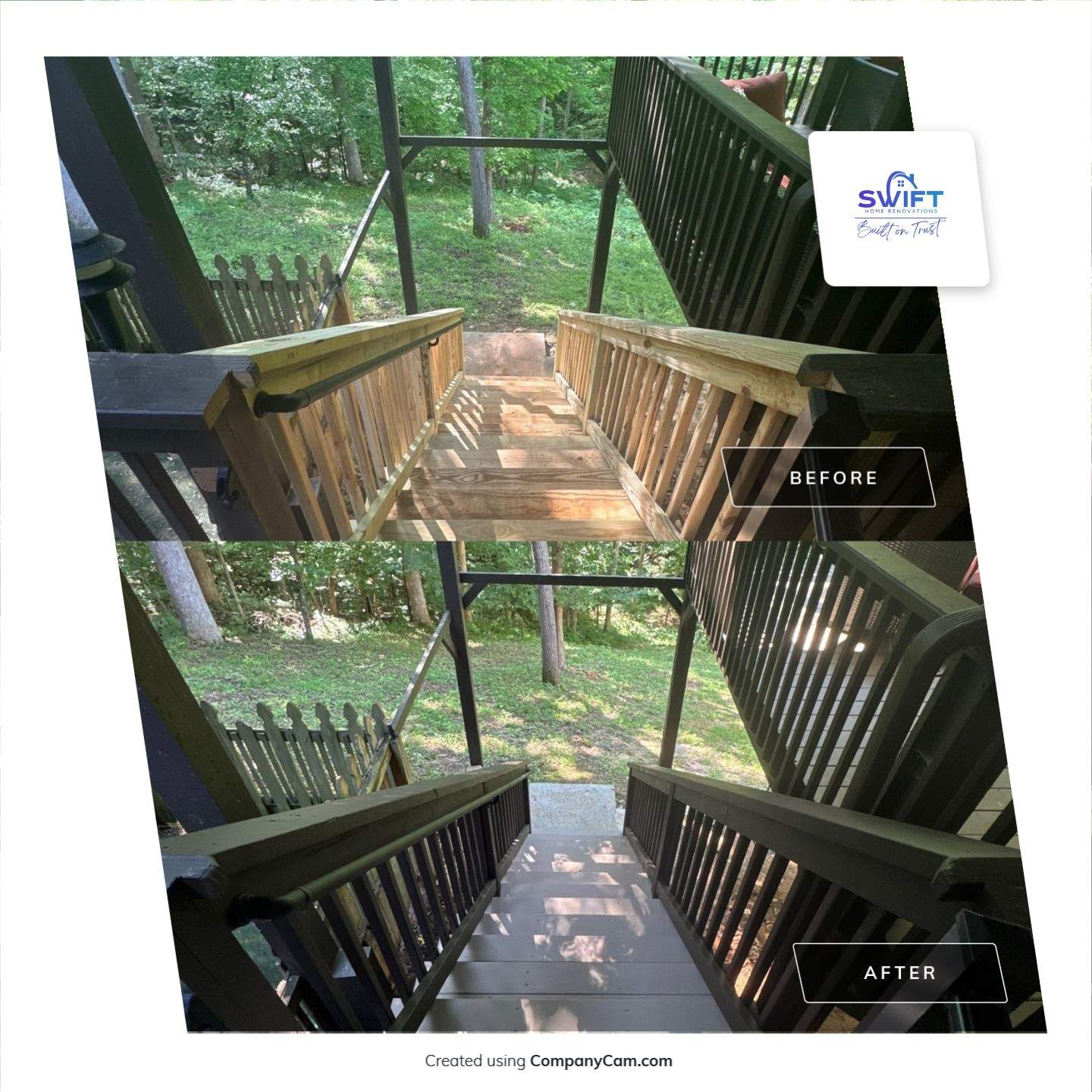 Exterior Deck and Stairway Staining Project in Canton by Swift Home Renovations 