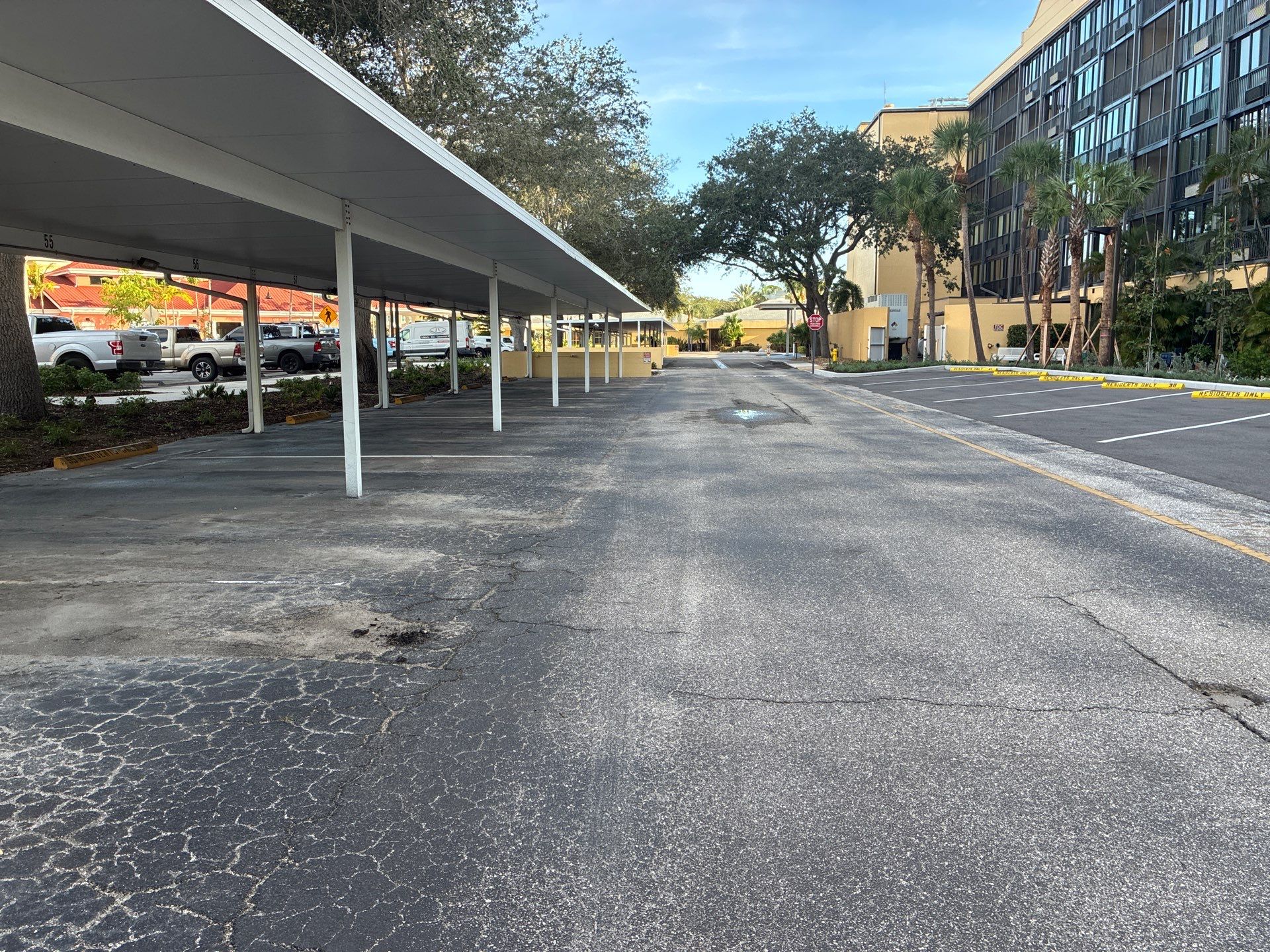 Comprehensive Parking Lot Mill and Overlay with Custom Line Striping in Venice by Everline Coatings & Services - Southwest FL