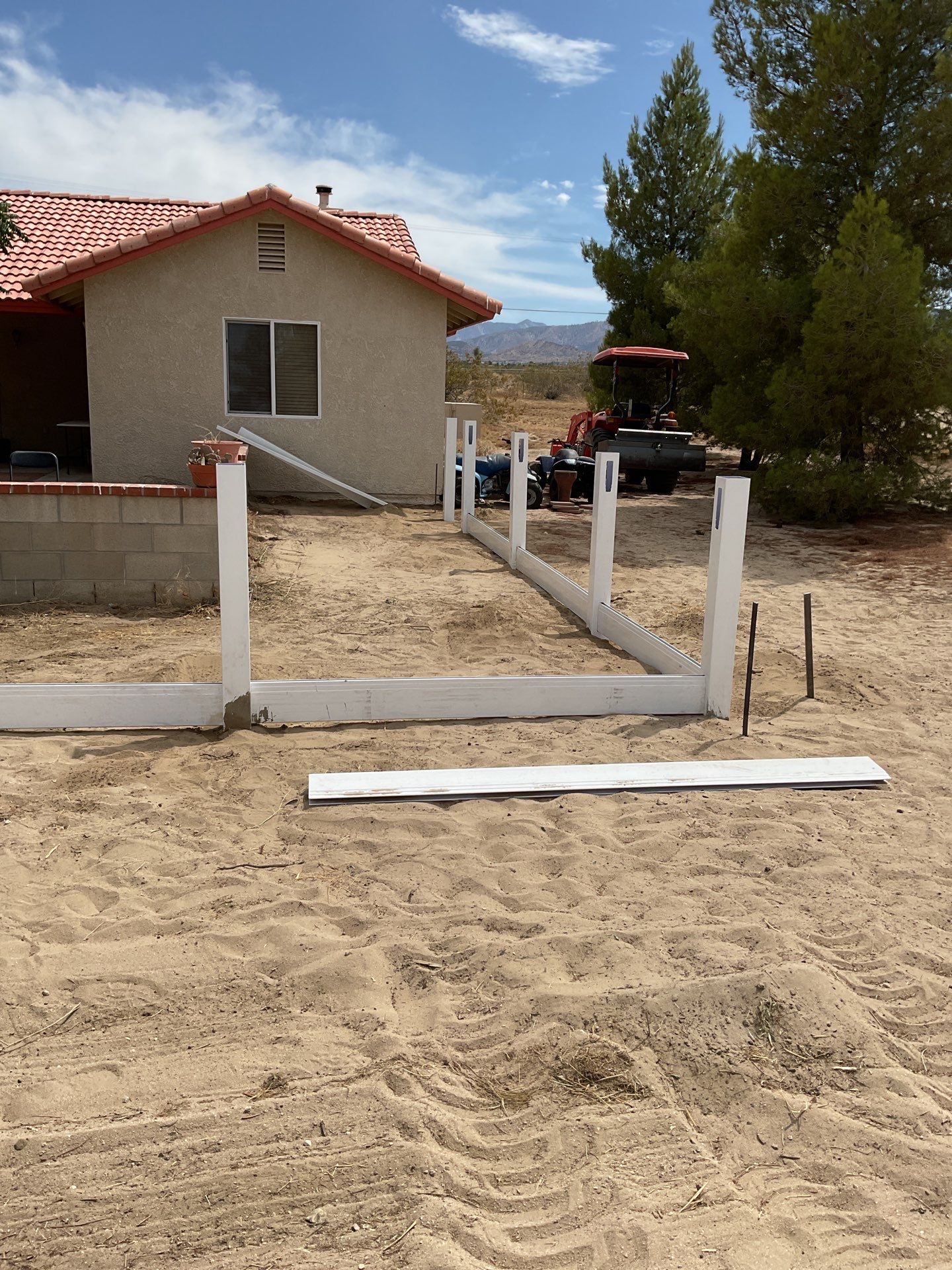 4ft White Vinyl & Chain link Slider Gate with Solar Motor by Fence Guys Inc.