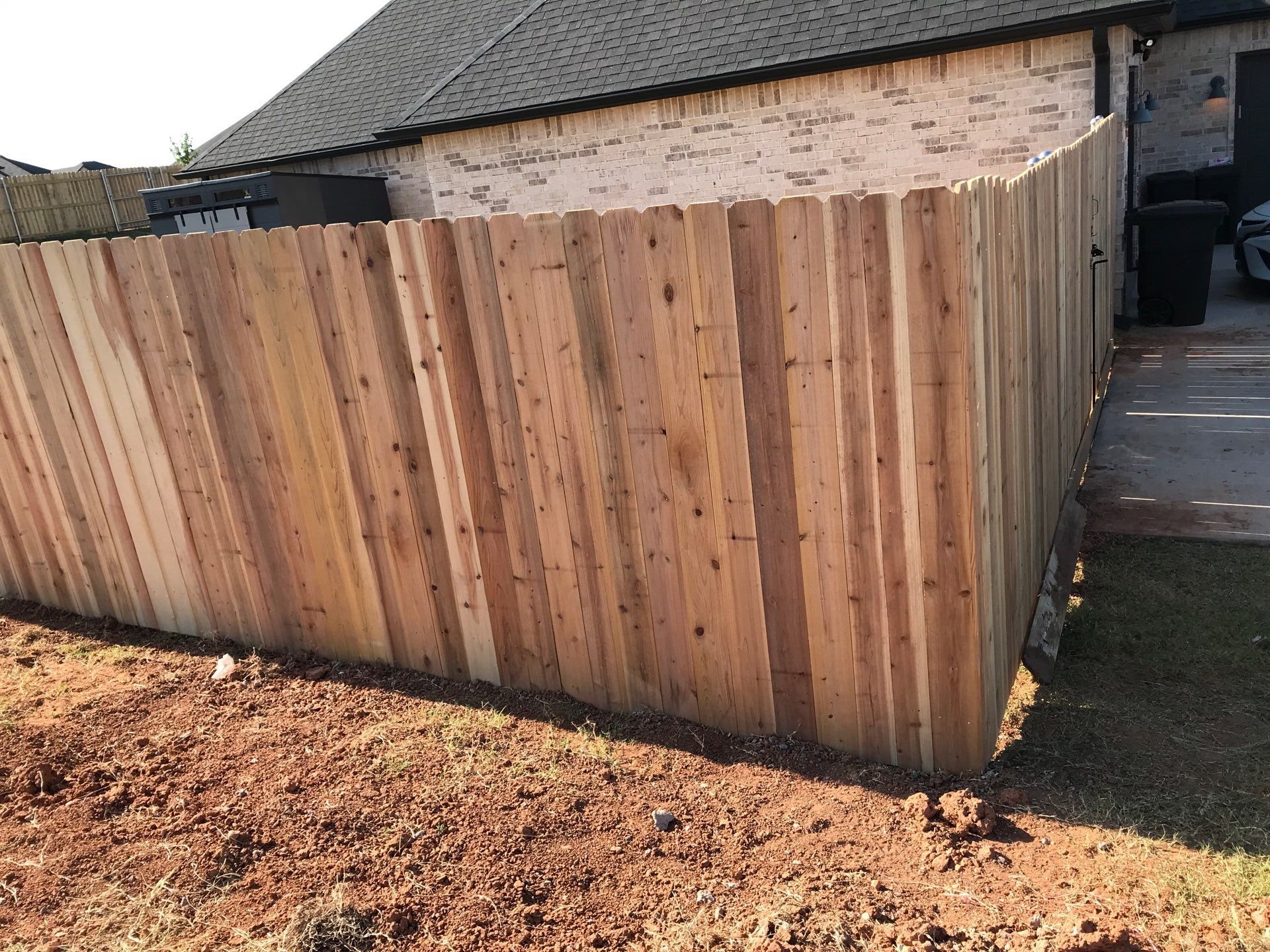 Cedar Fence using Metal Poles by Clays Services Inc