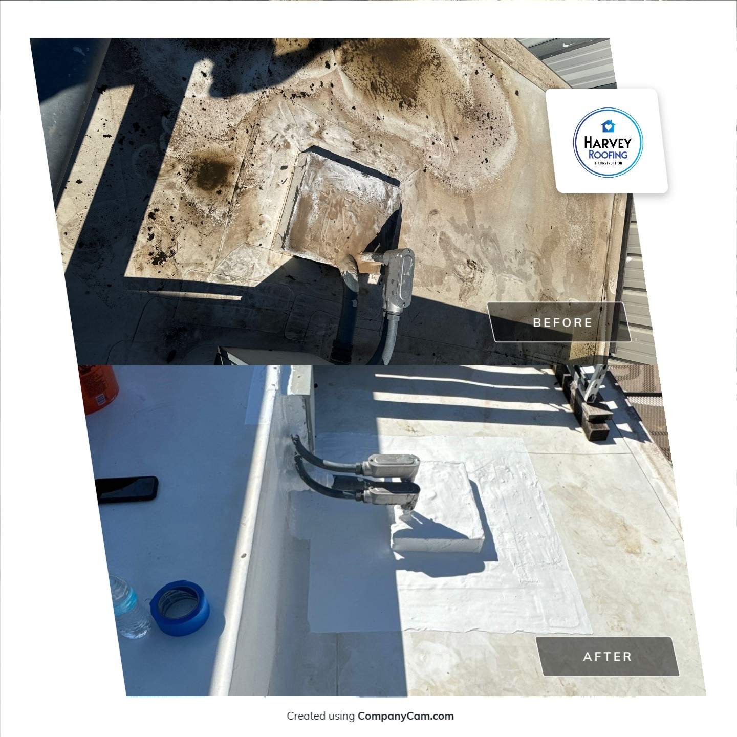 Commercial Roofing Repair using TRP #924 Eterna-Sil Premium Silicone Roof Coating by Harvey Roofing & Construction
