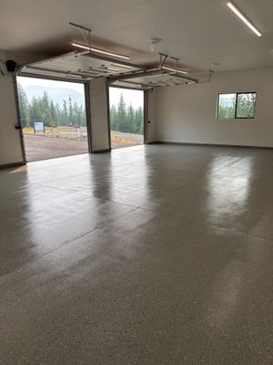 Shale Hybrid Garage Floor Coating and Concrete Restoration in Sagle