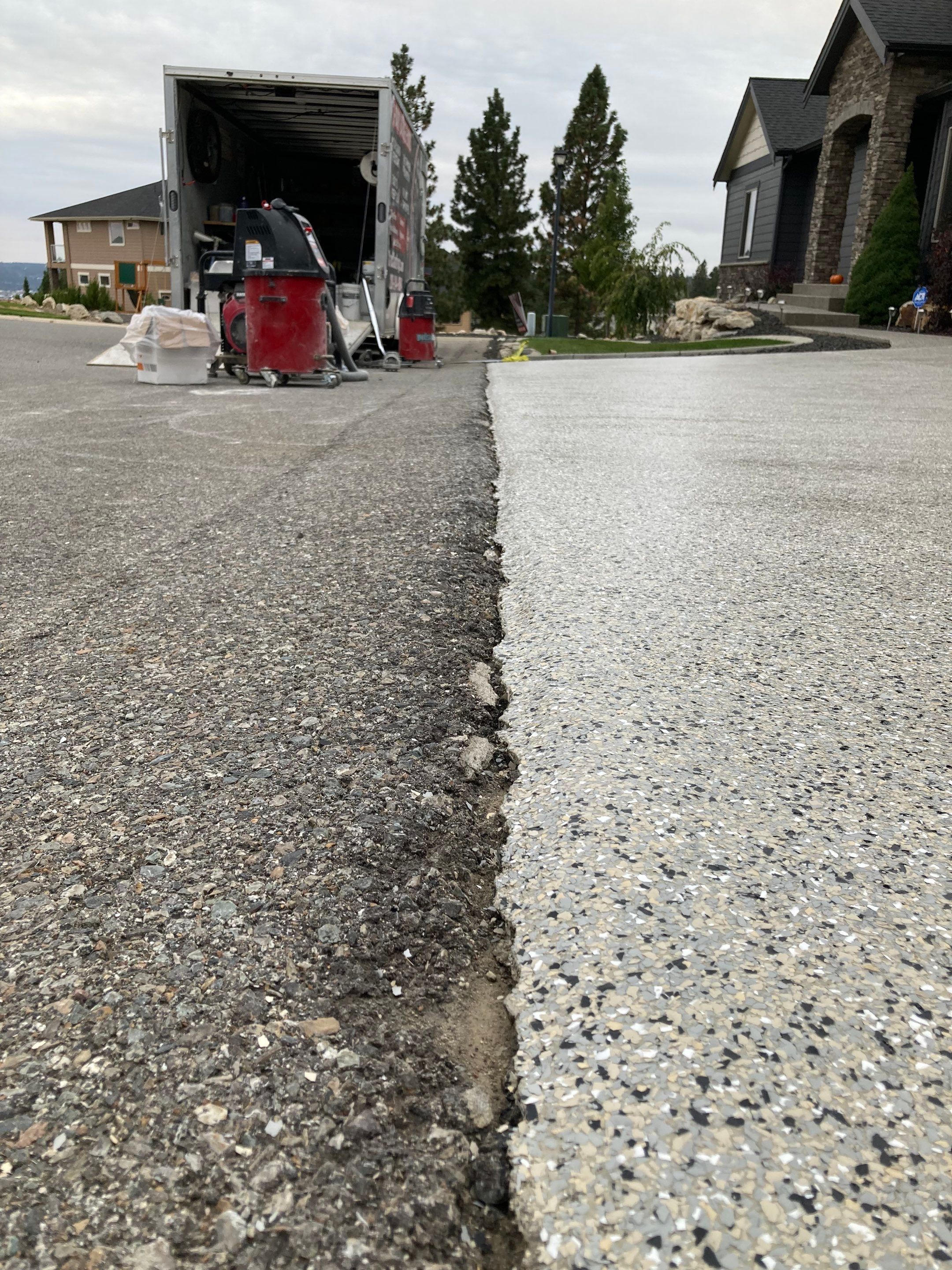 Driveway Transformation using Mediterranean Colorway by Croc Coatings, LLC