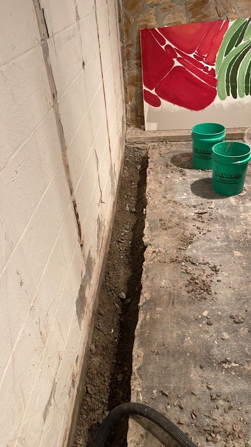 Embedded Fiber Reinforcement and Basement Waterproofing using GrateDrain Waterproofing System by Toledo Basement Repair