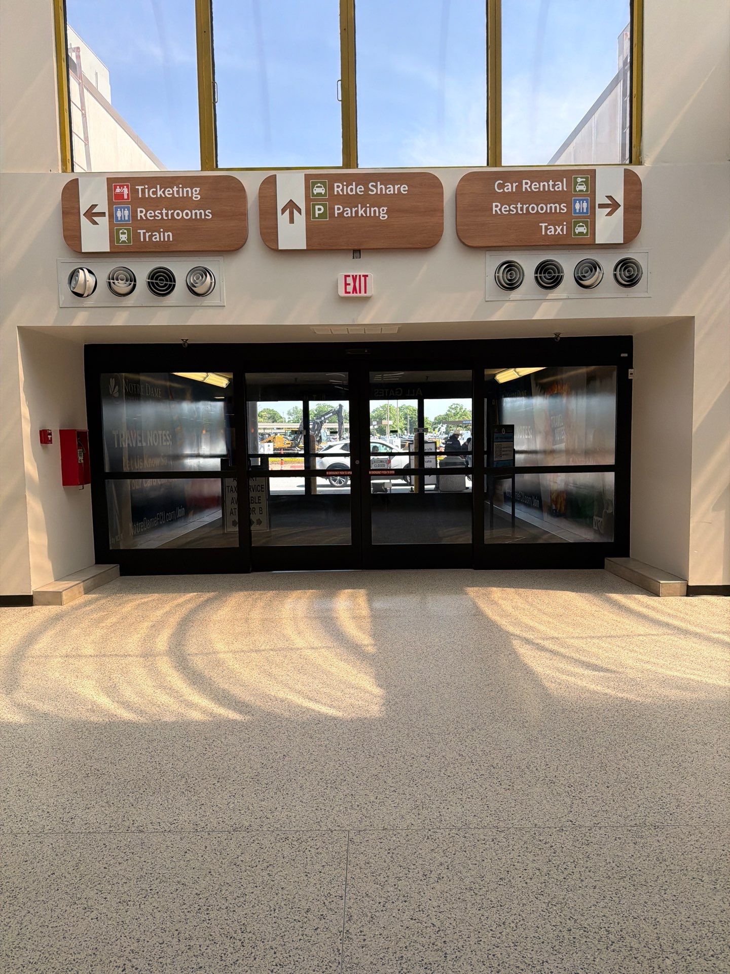 South Bend Airport Interior Wayfinding and Backlit Signage Installation by Hayes Design co