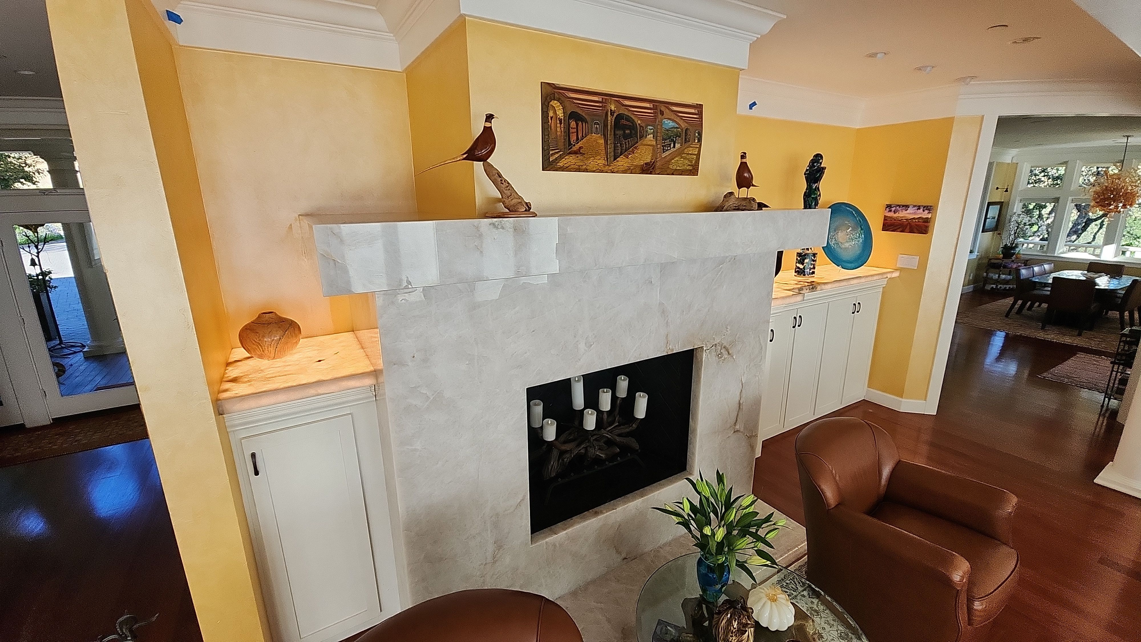 Backlit Stone On A Fireplace by S.Y. Electric Inc.