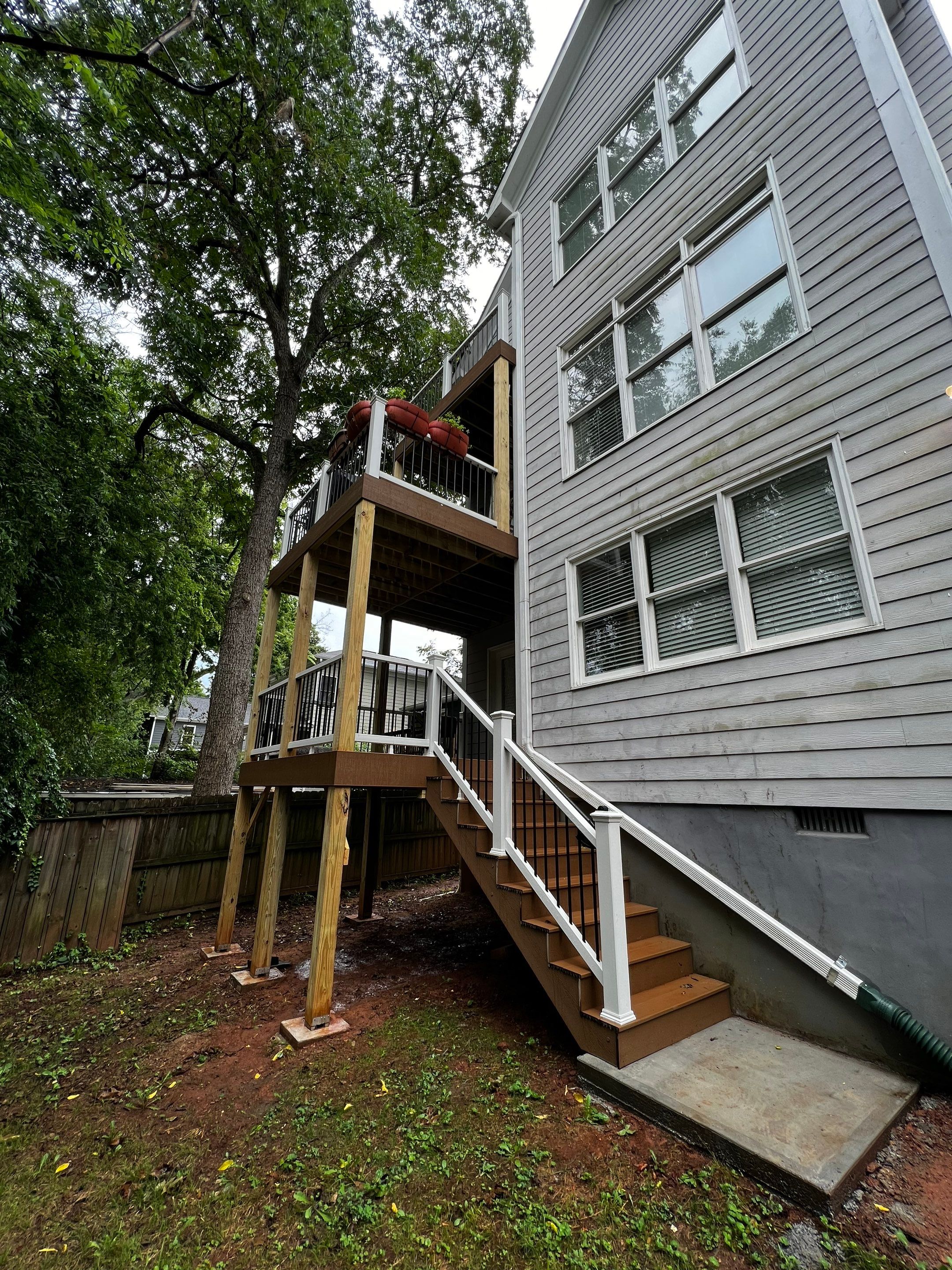 Multi-Story Wood Deck and Staircase Installation in Southeast Atlanta by Swift Home Renovations