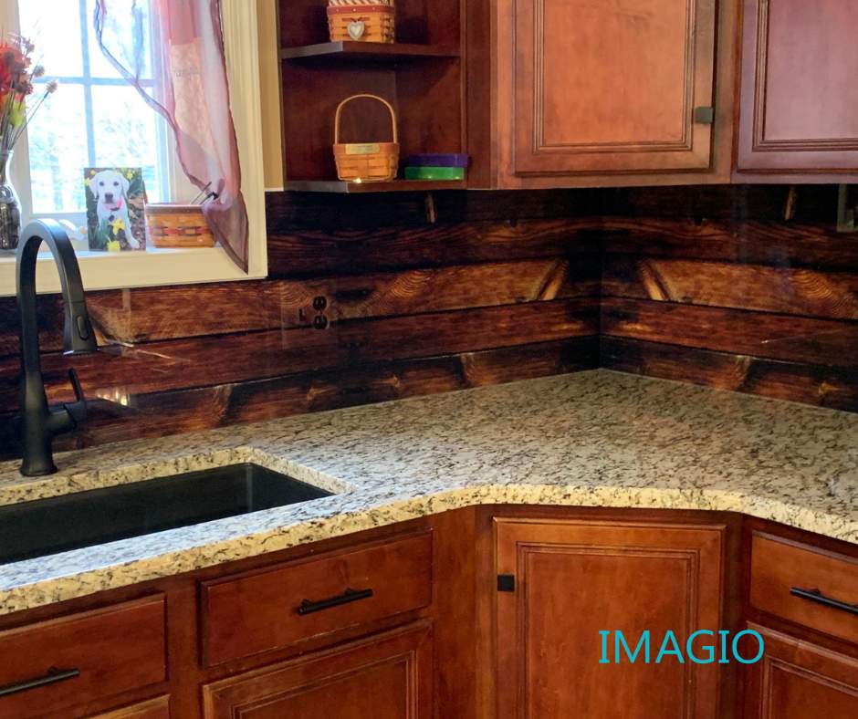 IMAGIO Nailed Oak Solid Glass Kitchen Backsplash by IMAGIO