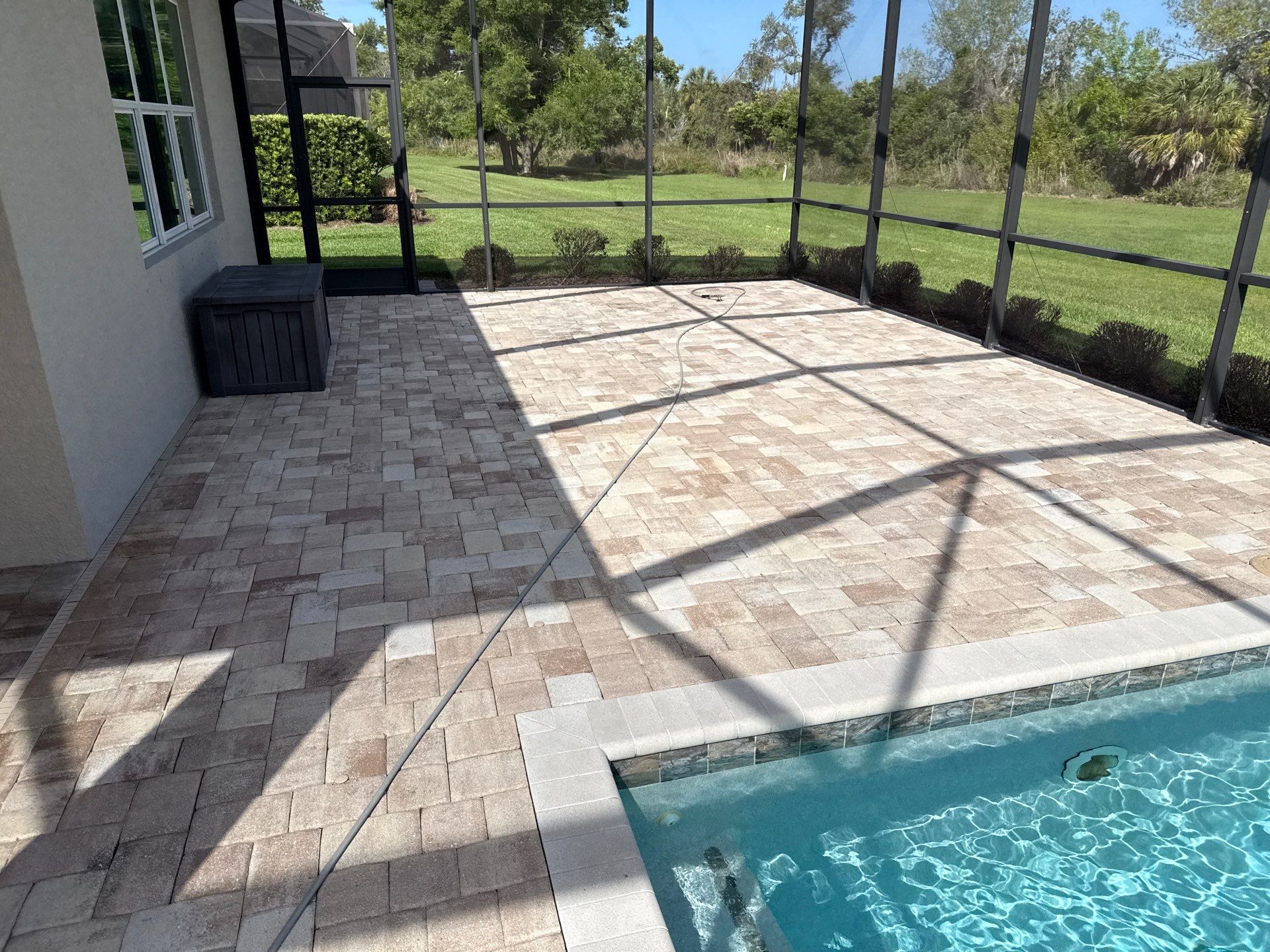 We recently completed a tile roof cleaning in the Vivienda at Bradenton community. The roof had visible algae buildup, which is common in Florida’s humid climate—especially on shaded areas.  For this project, we safely cleaned the roof using a ladder and ground-based soft wash application—no walking on the tile roof. This approach helps prevent cracked or broken tiles while still delivering a thorough, even cleaning.  Our soft washing process targets and eliminates algae at the root, restoring the roof’s appearance and helping extend its lifespan.  At Sunshine AquaWash, we prioritize safety, proper technique, and long-lasting results on every roof cleaning project. by Sunshine AquaWash