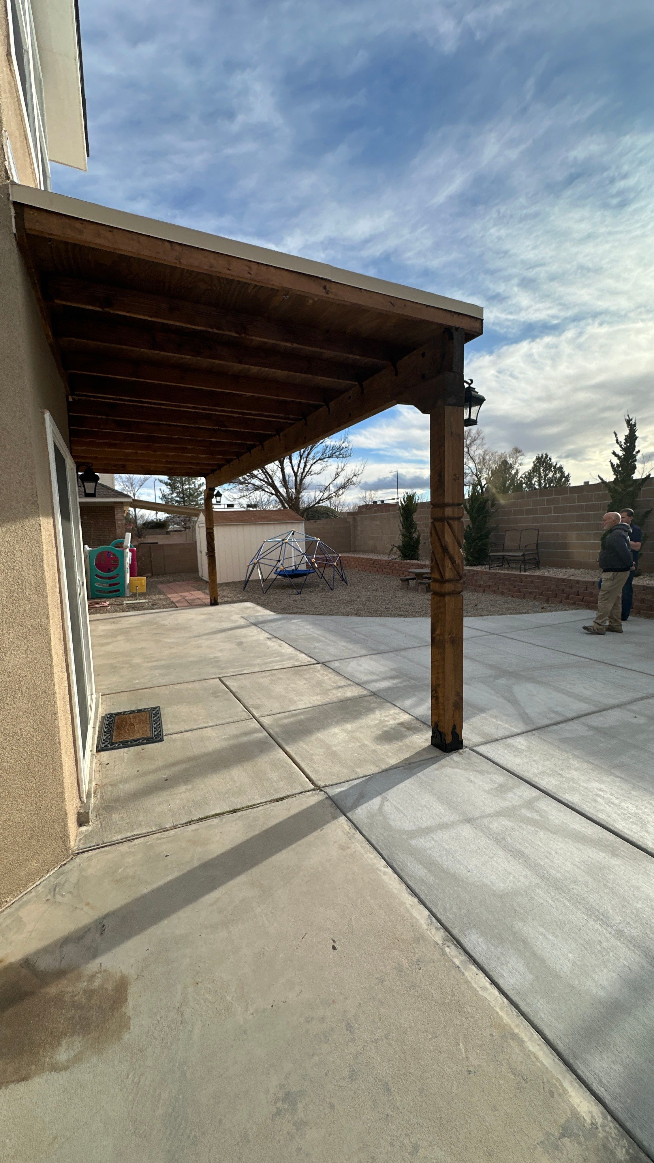 Patio Cover using Carved Douglas Fur by Rio Grande Building & Storage