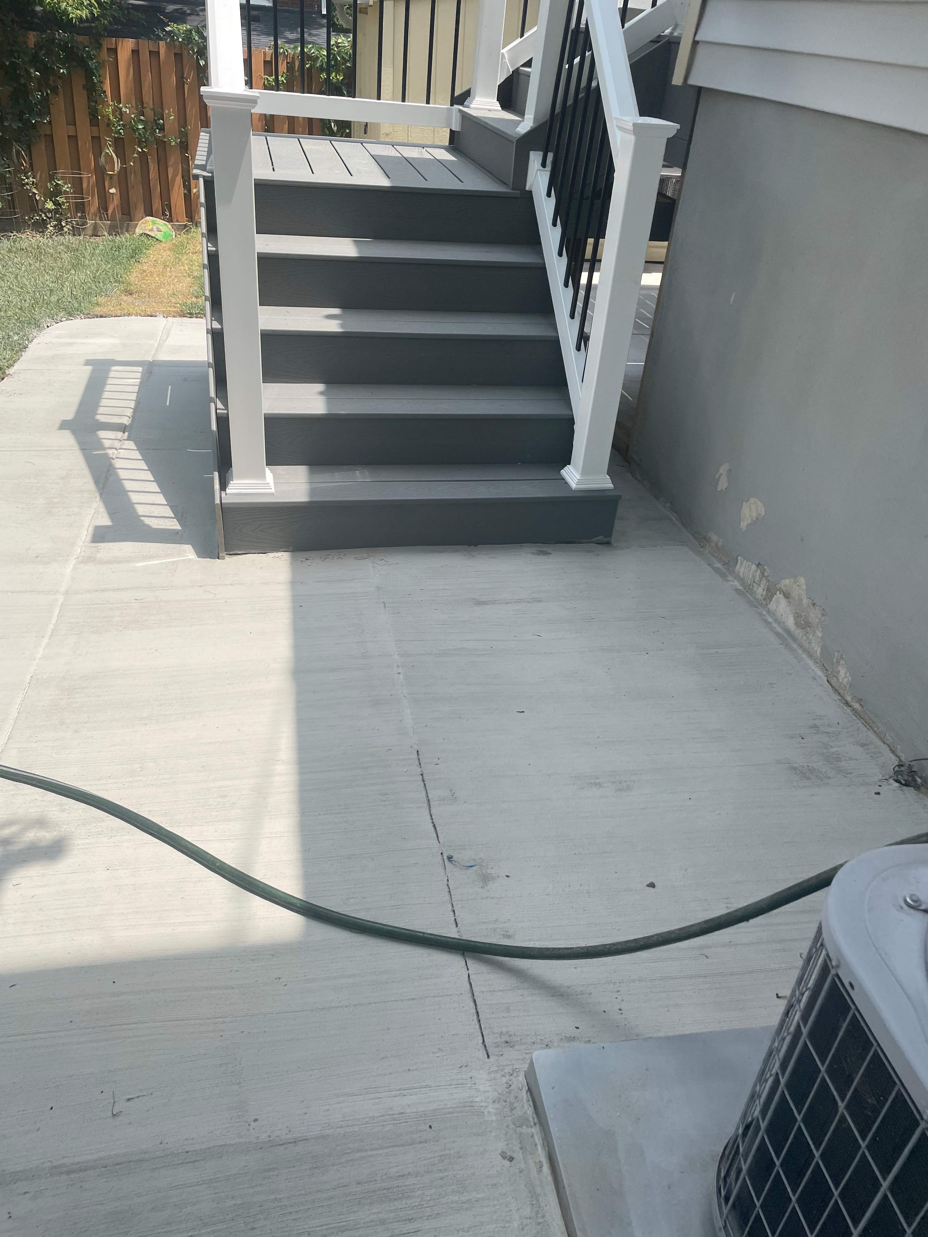 Deck resurfacing, railing replacement and concrete resurfacing by Fairfax Contractors, LLC