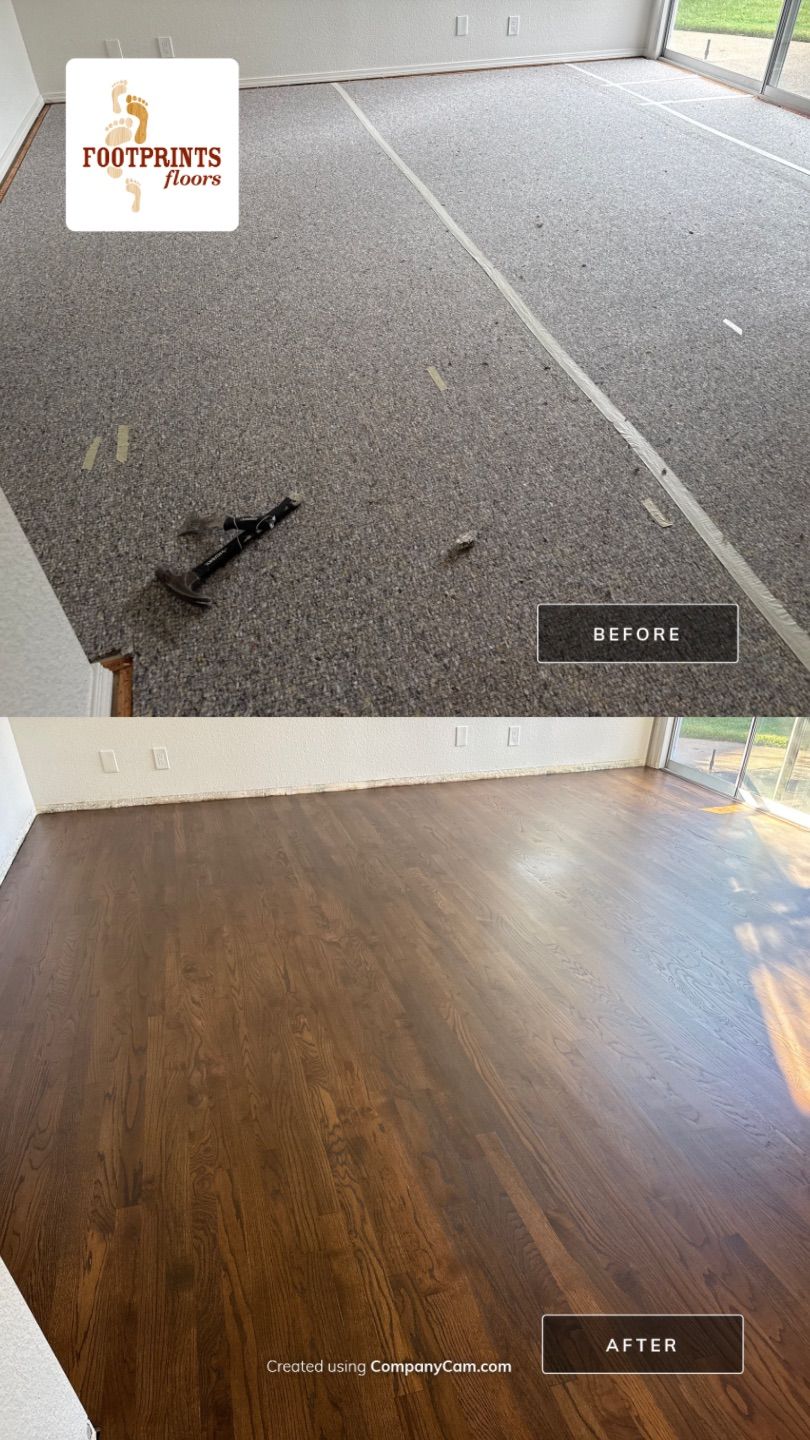 Custom Red Oak Hardwood Floor Installation and Finishing in Roseville by Footprints Floors South Sacramento