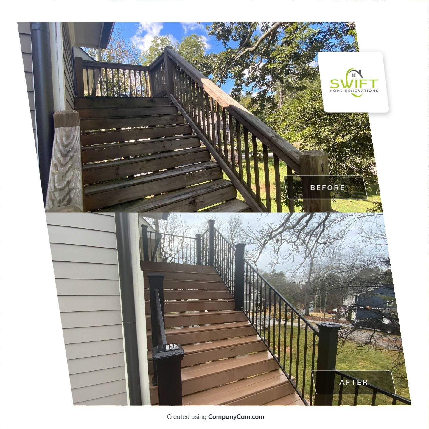Modern Black Metal Railing and Composite Deck Upgrade in Norcross by Swift Home Renovations