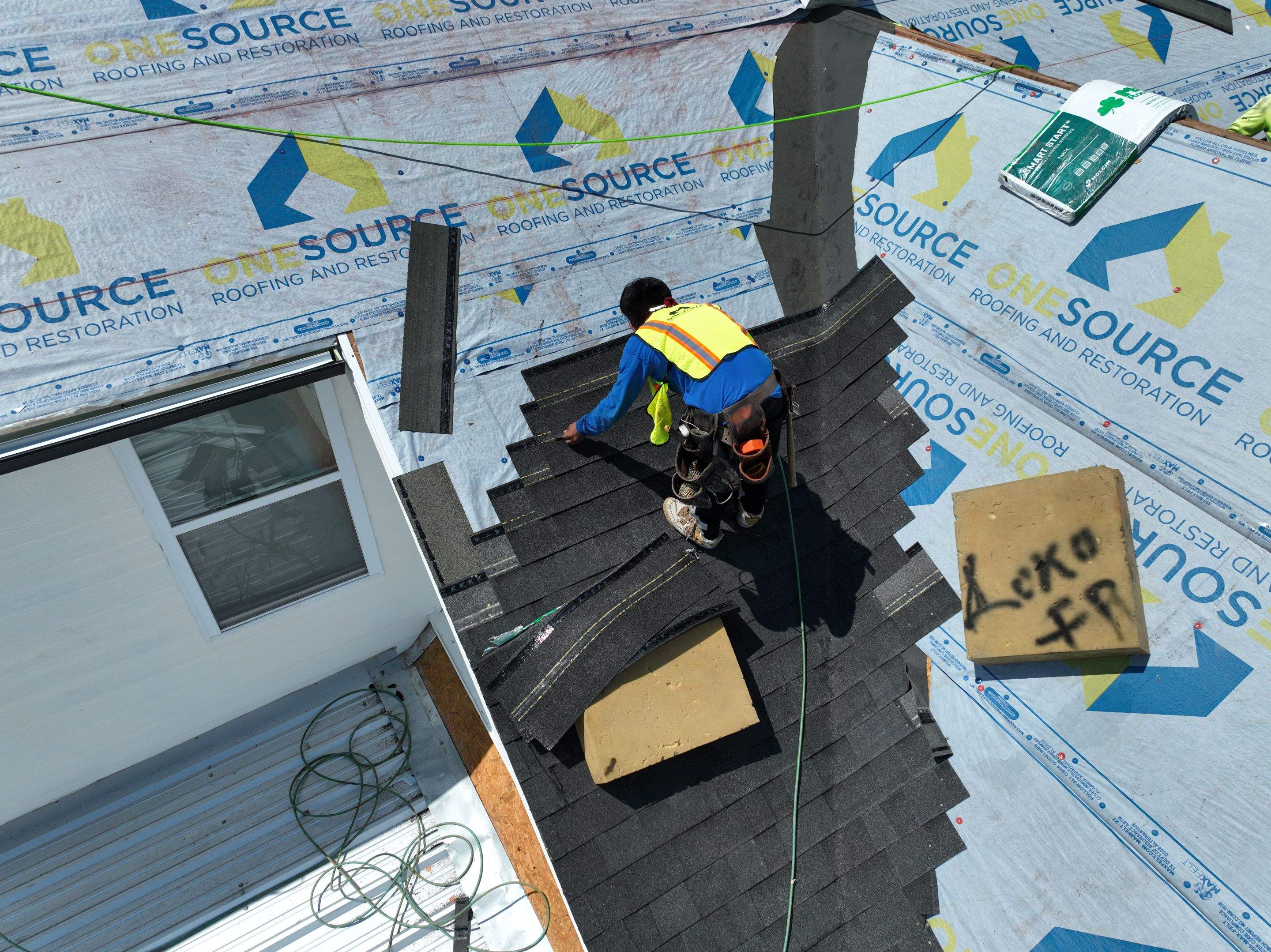 Residential Roofing Installation using Malarkey Highlander Brilliant Black by OneSource Roofing and Restoration