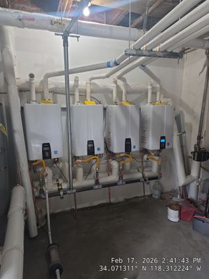 Central Tankless Domestic Hot Water System and Boiler Installation
