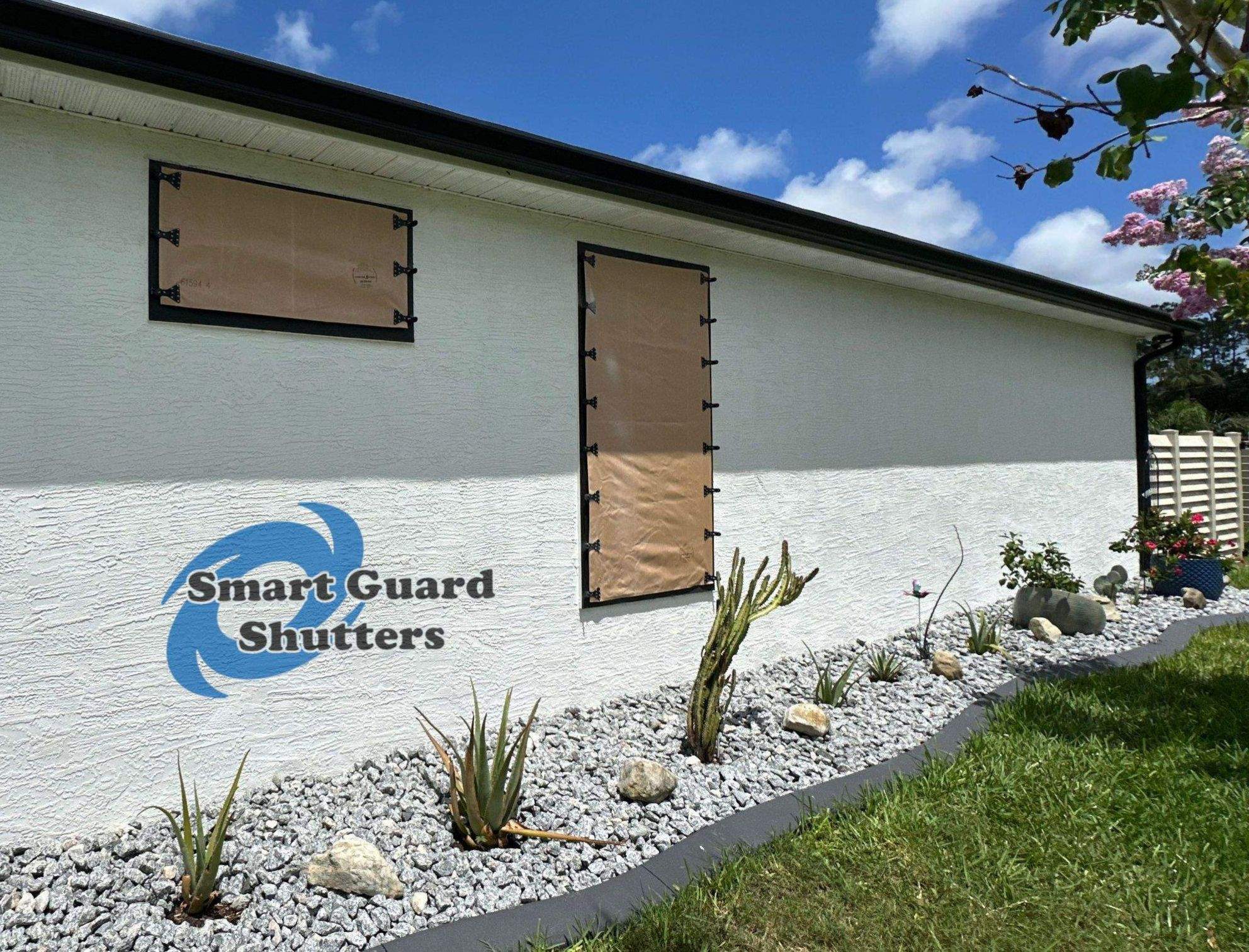 AstroGuard Hurricane Fabric in Tan by Smart Guard Shutters