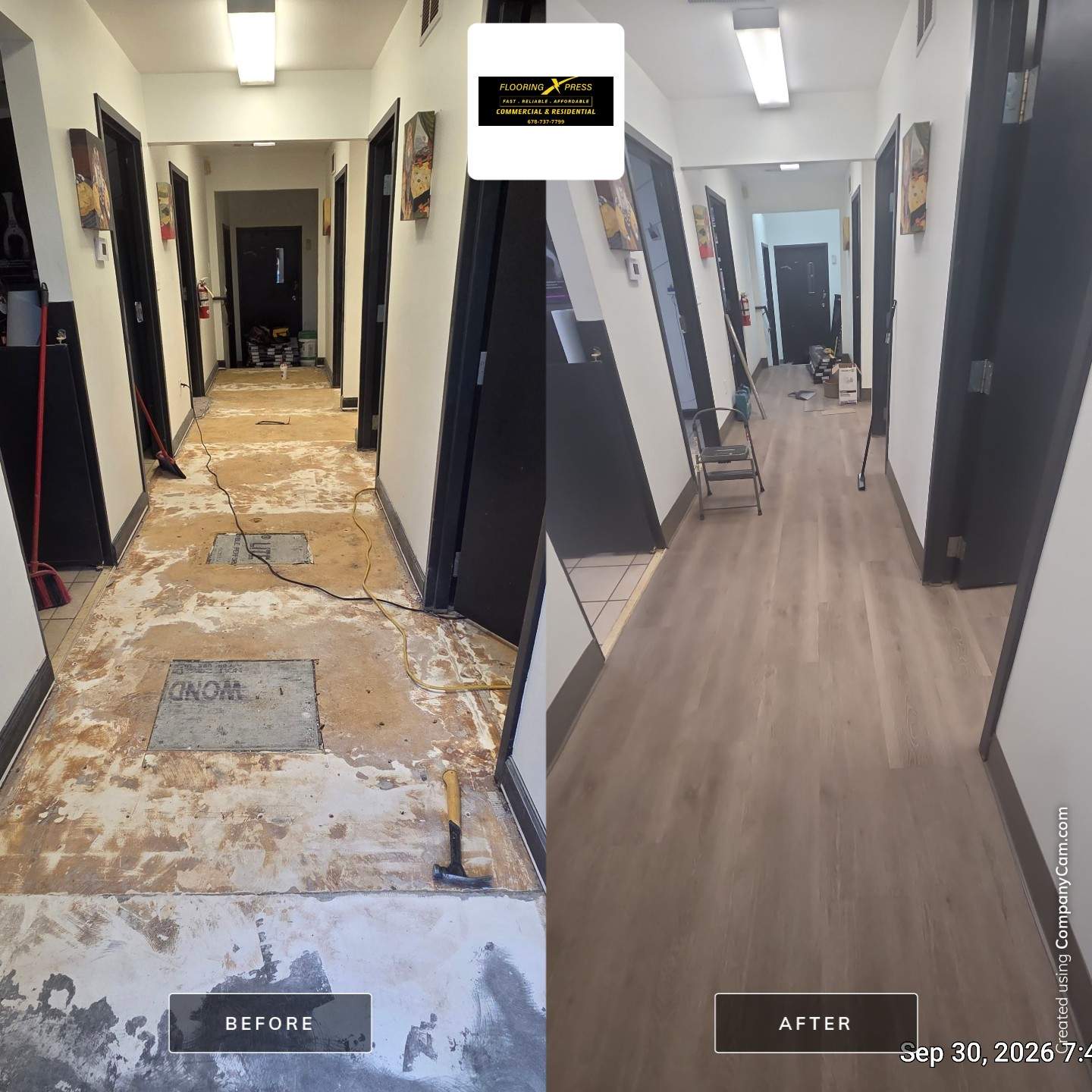 Commercial Vinyl Plank Flooring Installation at Dunwoody Veterinary Clinic by Flooring Xpress CO 