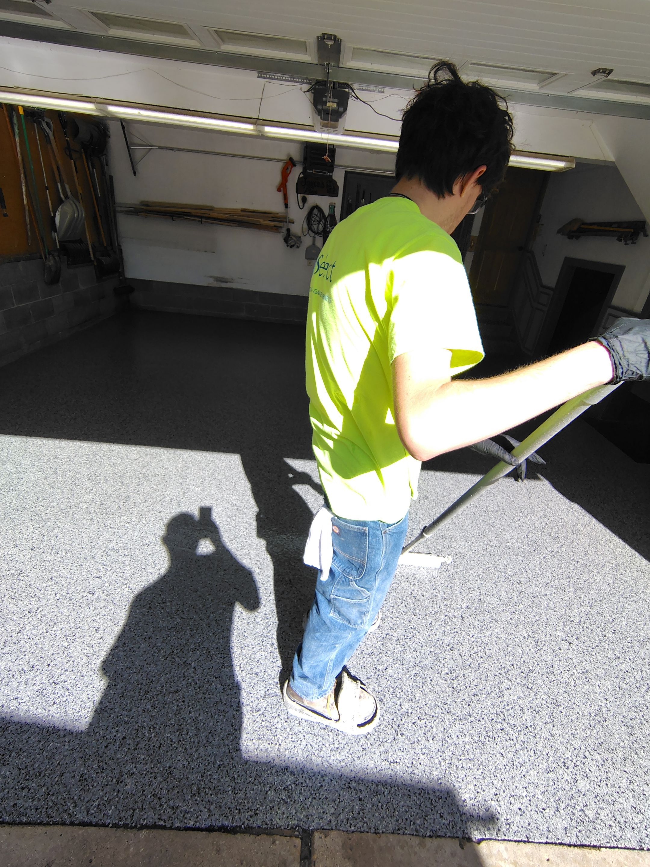 Nightfall Decorative Chip Garage Floor Coating in Luverne, Minnesota by Select Painting, Coatings & Garage Cabinets