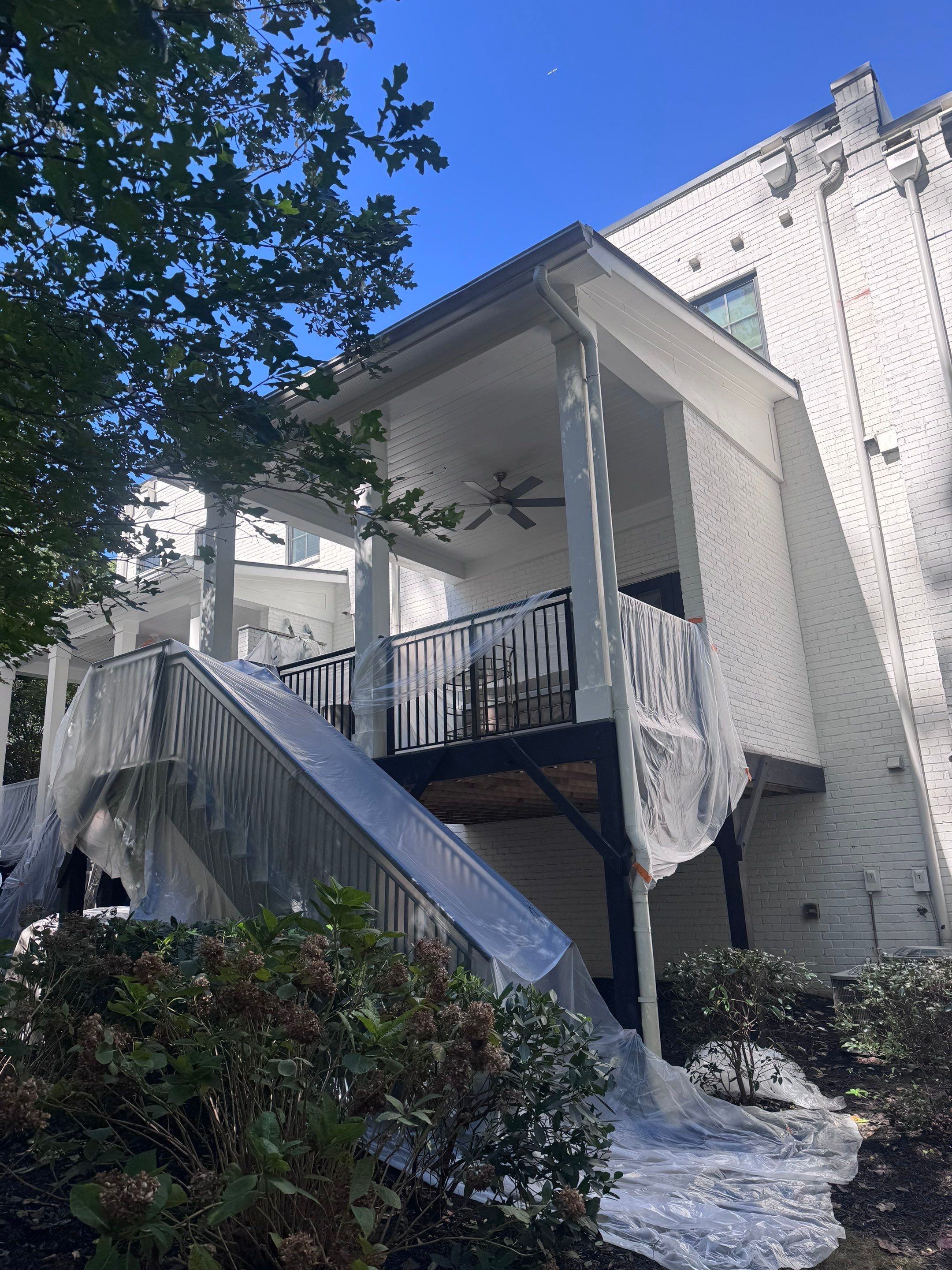 White Masonry Painting and Porch Refinishing in Atlanta by PGP Surface Solutions, LLC