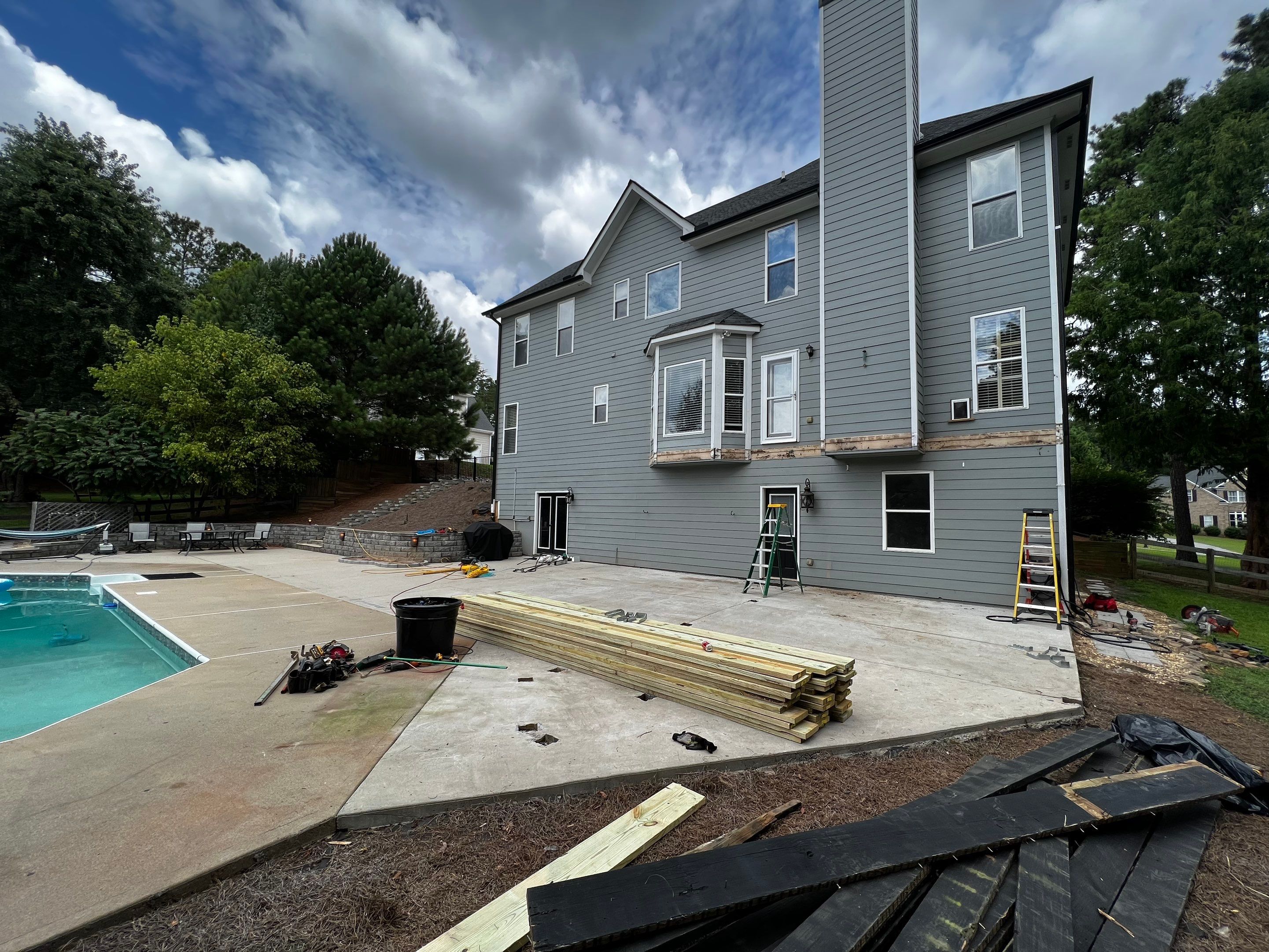 Elevated Pressure-Treated Wood Deck Replacement in Cartersville Georgia by Swift Home Renovations