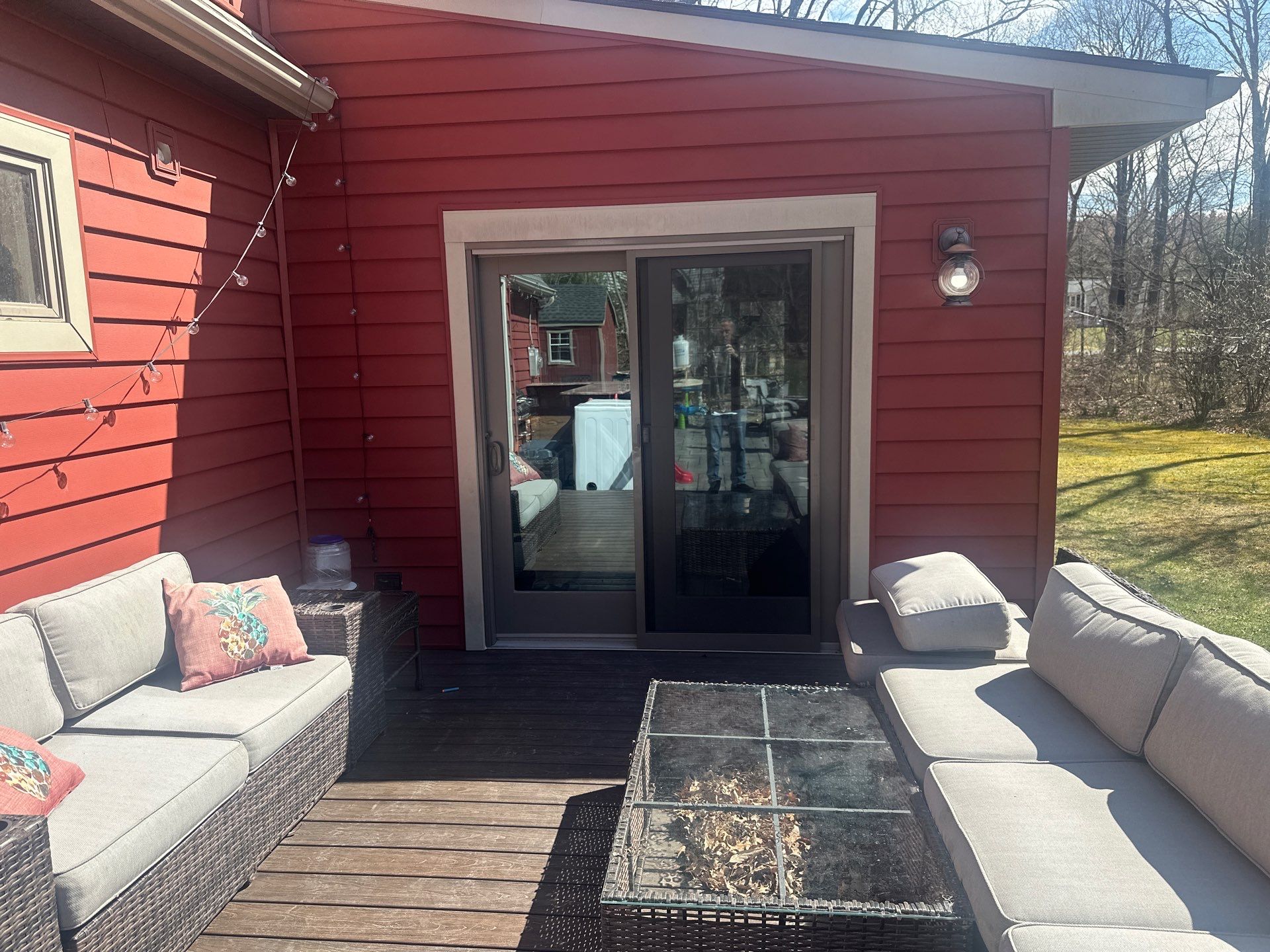 Red Siding in Beaver Dam NY by roberts roofing