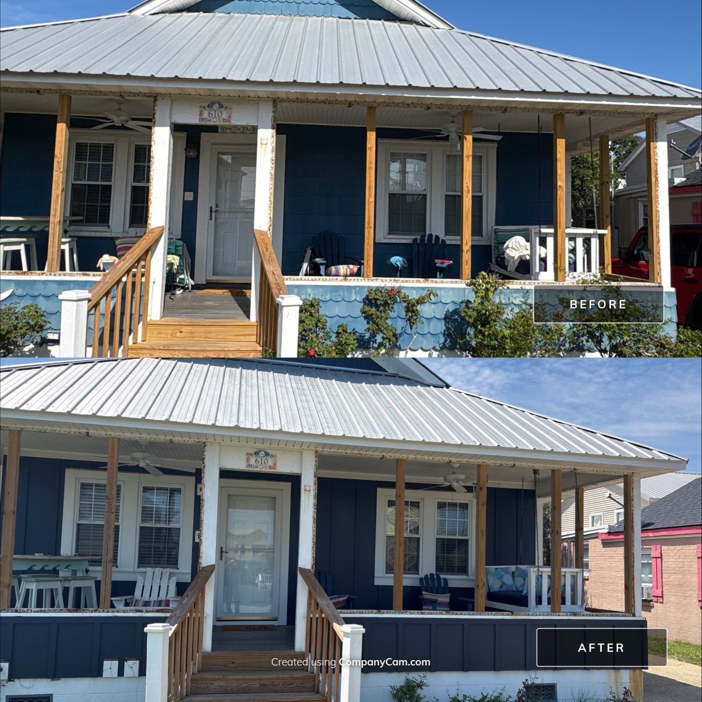 Dark Blue Board and Batten Siding Replacement in Kure Beach by Ideal Siding Wilmington, NC