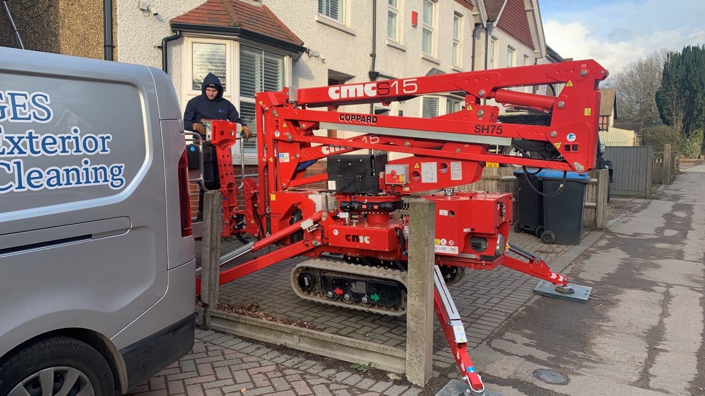 Roof Clean using Spider Lift by Ges Exterior Cleaning ltd