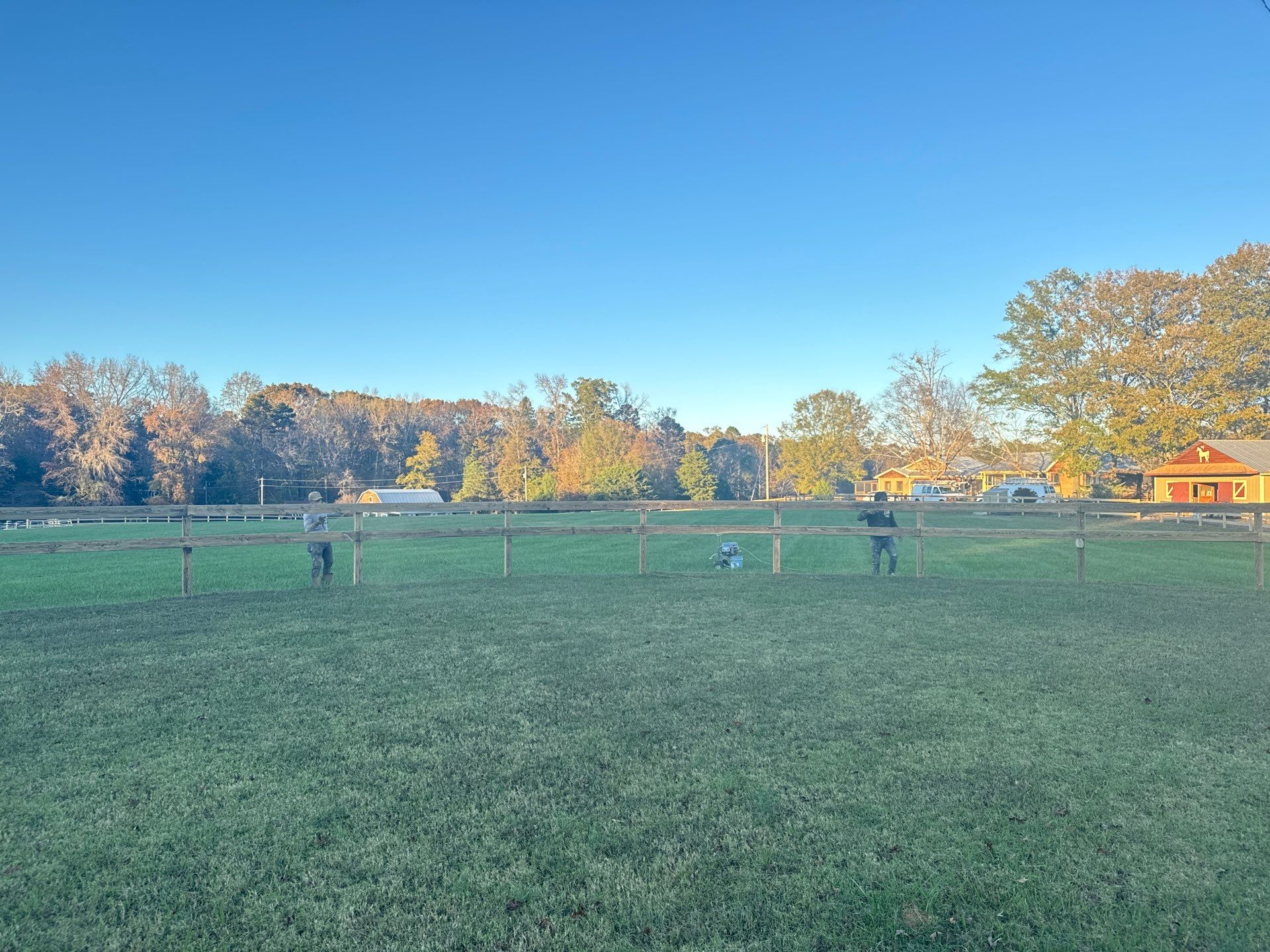 Fence Staining (Farm in Durham NC) by GonzalezPainters & Contractors Inc 