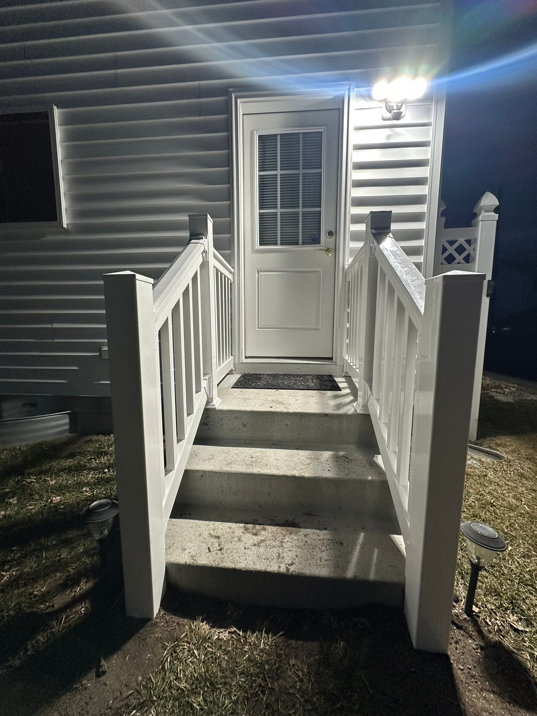 Shower Door and Outdoor Railing Installation in Harrington by Gc Makeovers 