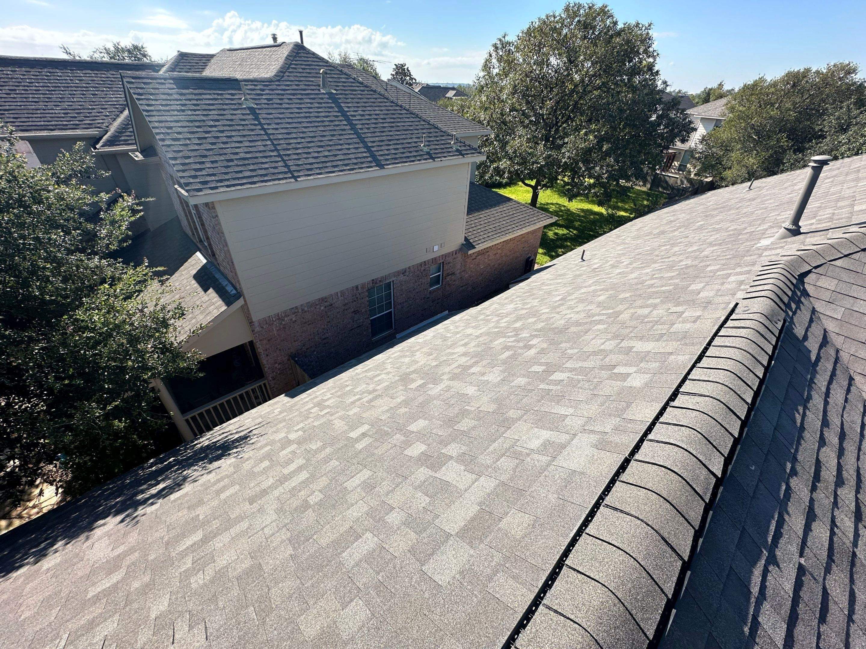 Driftwood Oakridge Roof Replacement on a Gabled Austin Home by Skywall Construction LLC