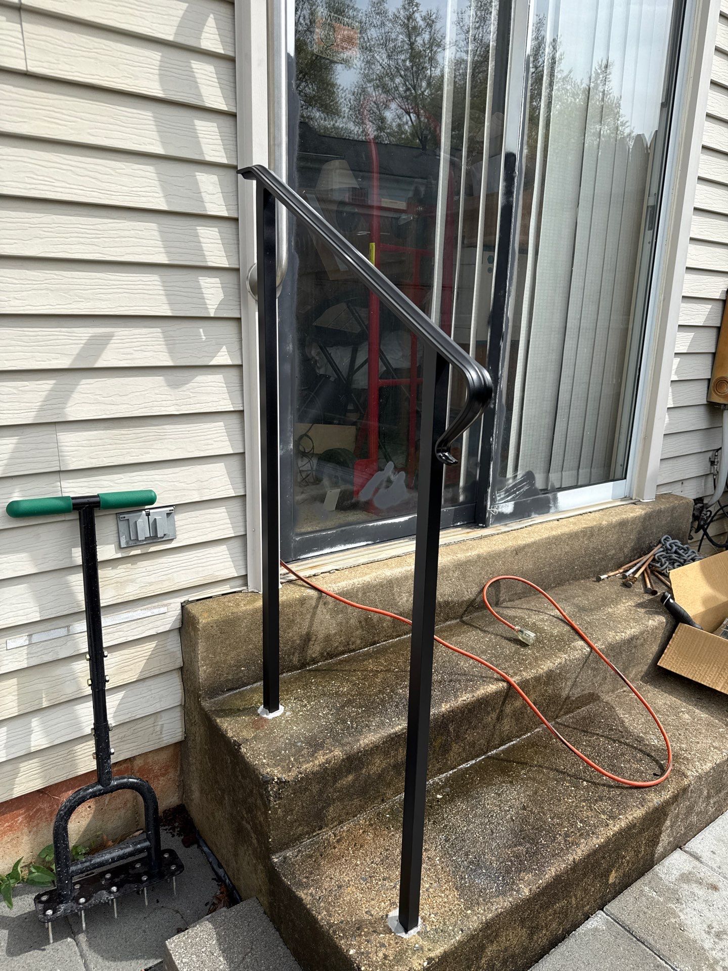Custom Black Metal Exterior Handrail Installation in Olney by Capitol Iron Works