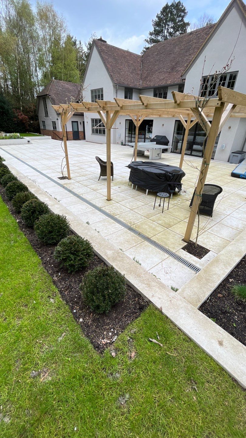 Porcelain Patio Clean using Honda 15lpm Low Pressure Washing Machine by Ges Exterior Cleaning ltd