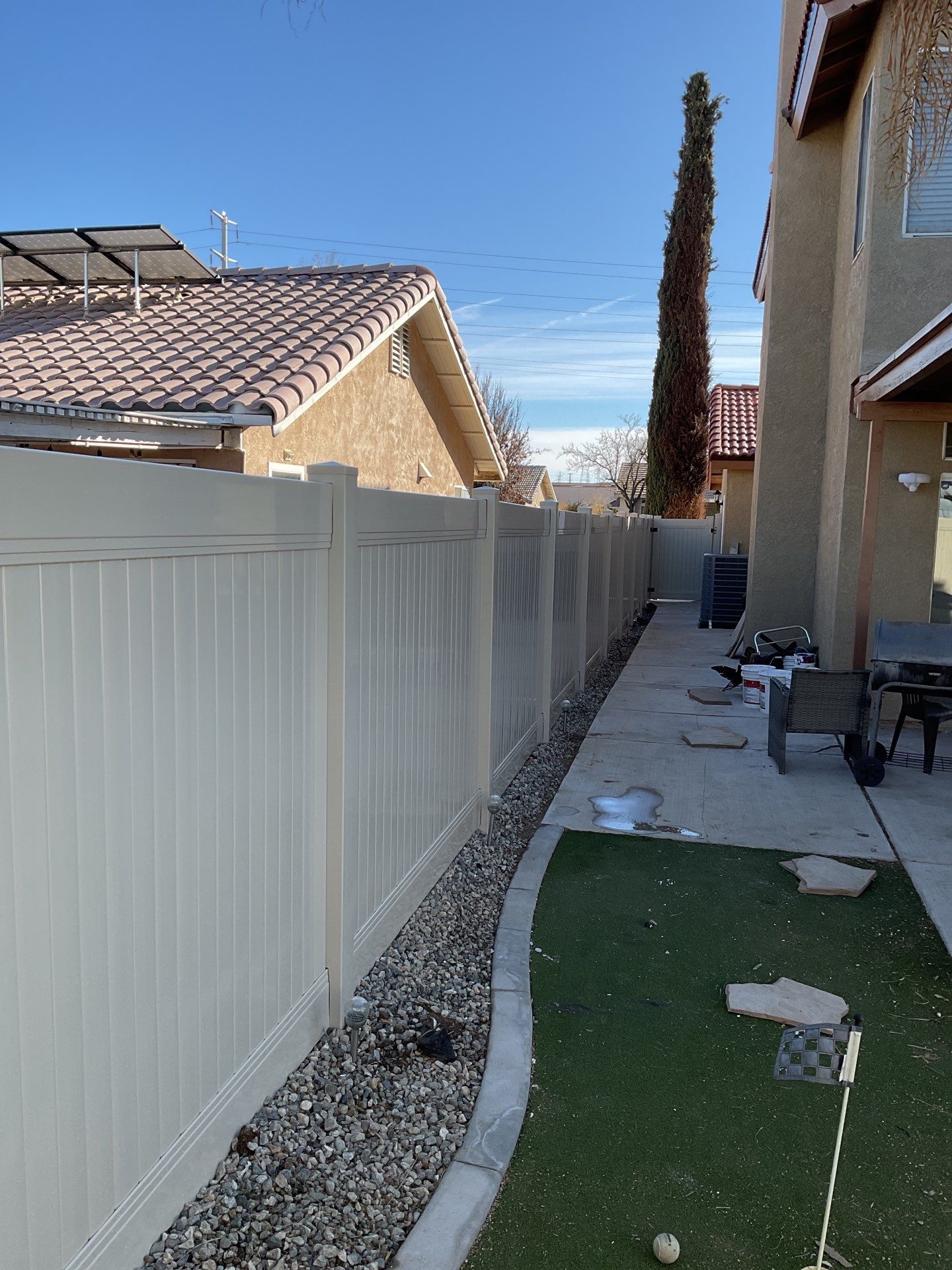 Beautiful vinyl fence installation by Fence Guys Inc.