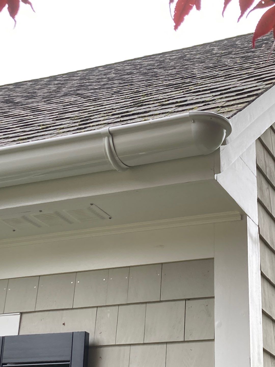 Gutter Installation using 6" Half Round Aluminum Gutter with Radius End Caps by Gutter Pro Enterprises