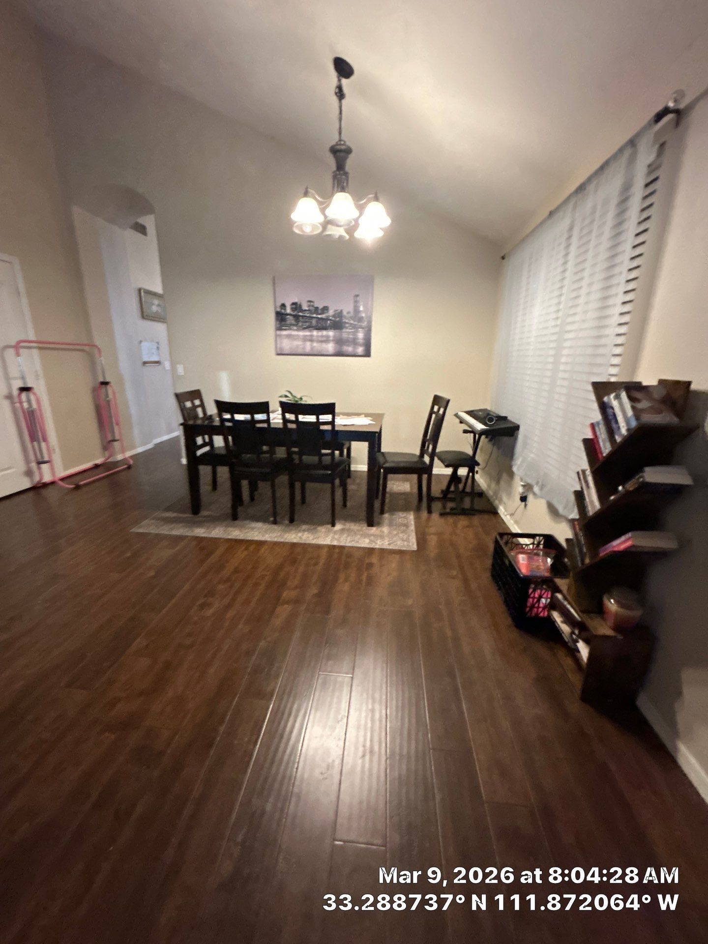 Interior Dining Room Renovation with Dark Wood Flooring by CompanyCam Sales Demo
