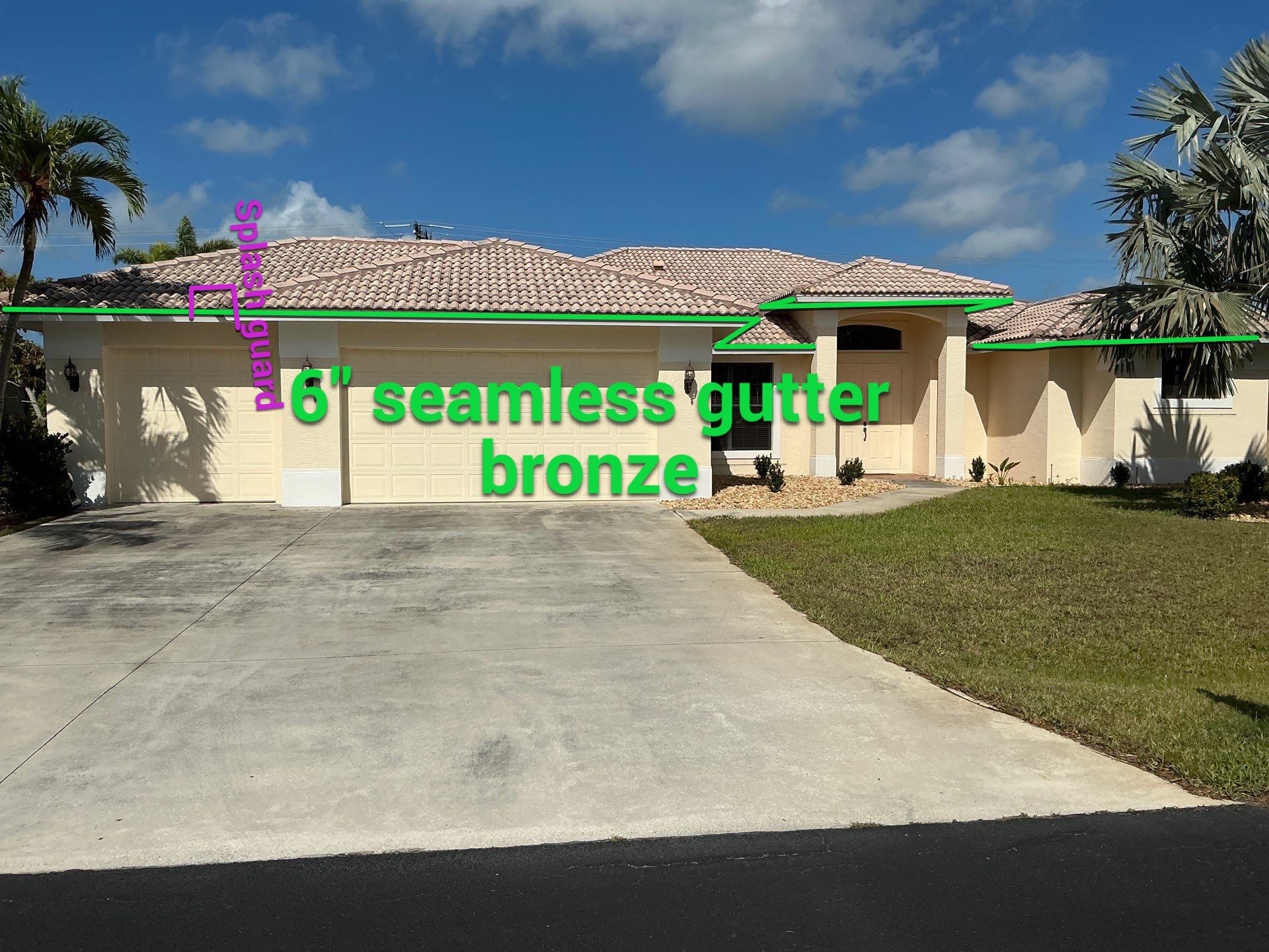 Bronze Seamless Gutters using 3X4 Elbow Downspout in Bonita Springs FL by Gutter Professors