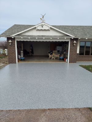 Garage & Sidewalk with Slate Stone