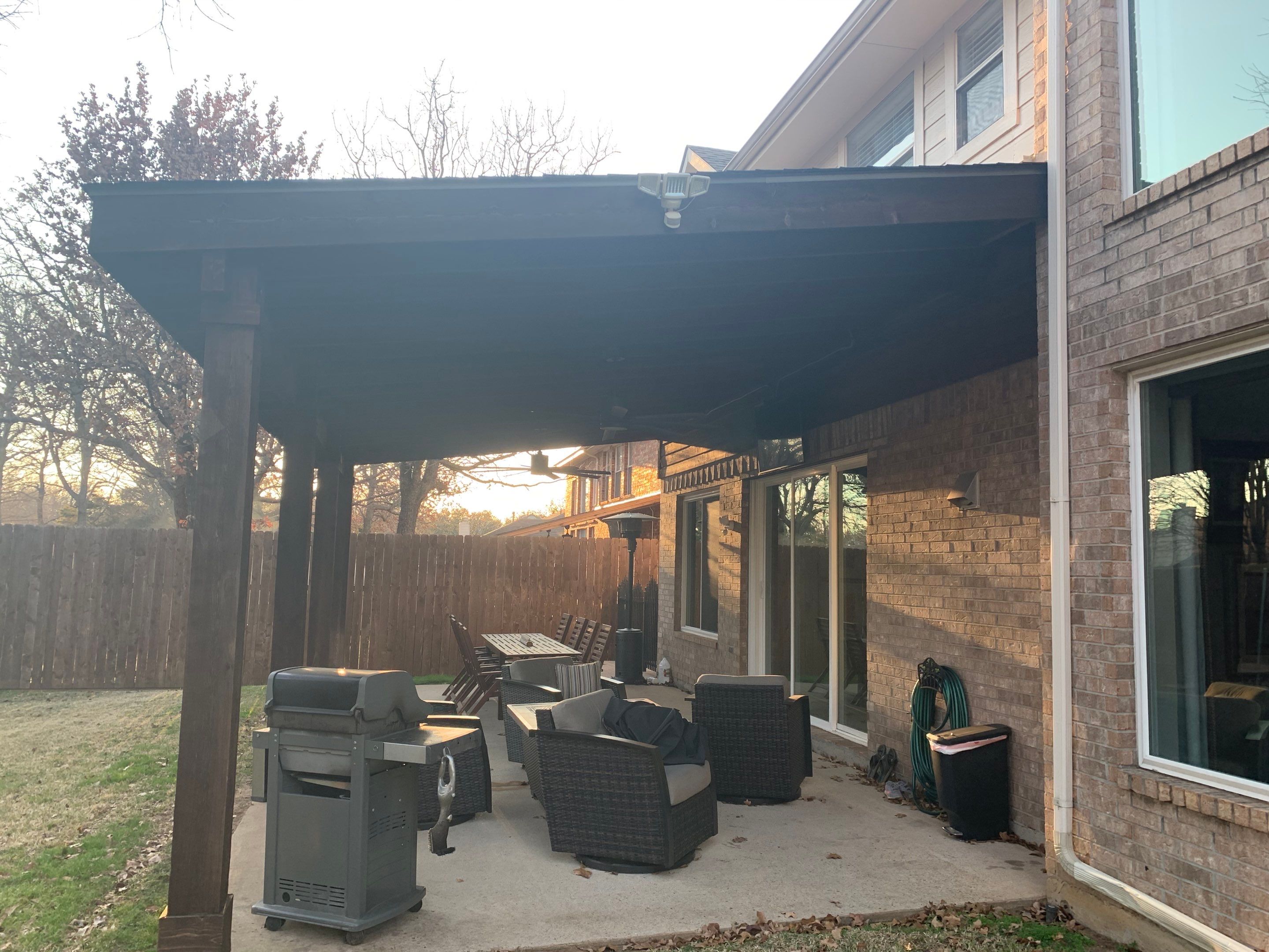 Beautiful Patio Cover Installation for a current Client by First United Roofing & Construction