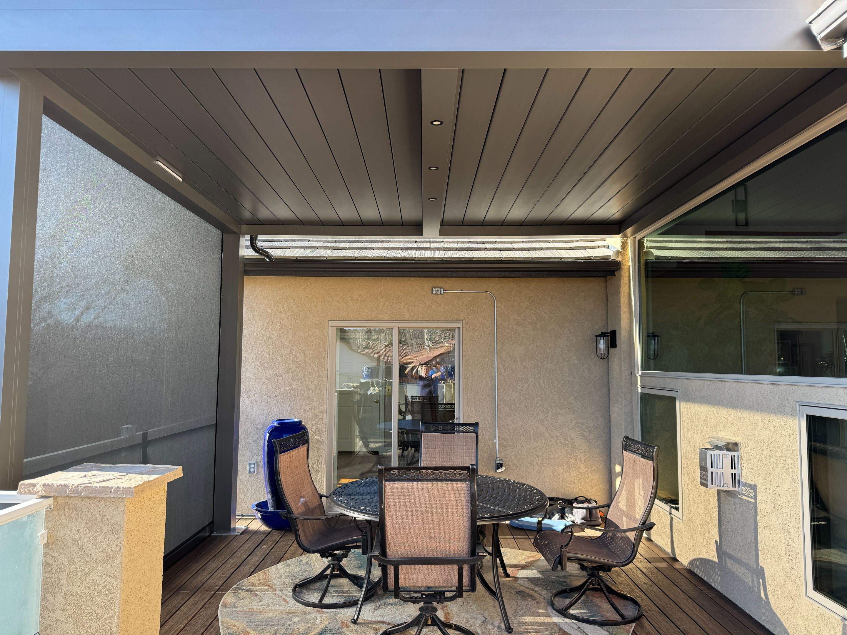 Aluminum Pergola using Azenco Outdoor with MagnaTrack Screen by Outdoor Solutions Colorado