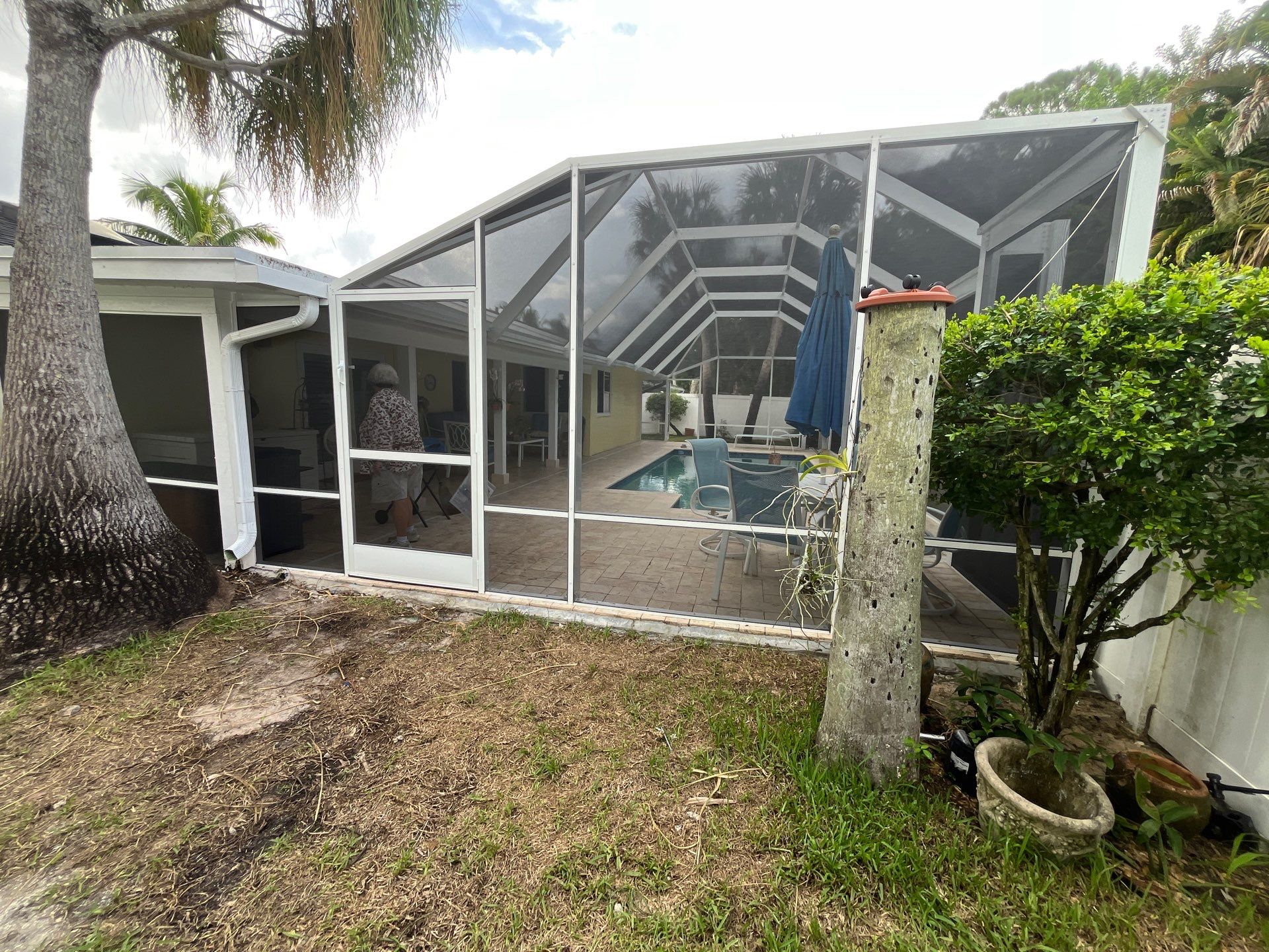 Custom White Pool Enclosure Installation by The Screen Depot, Inc