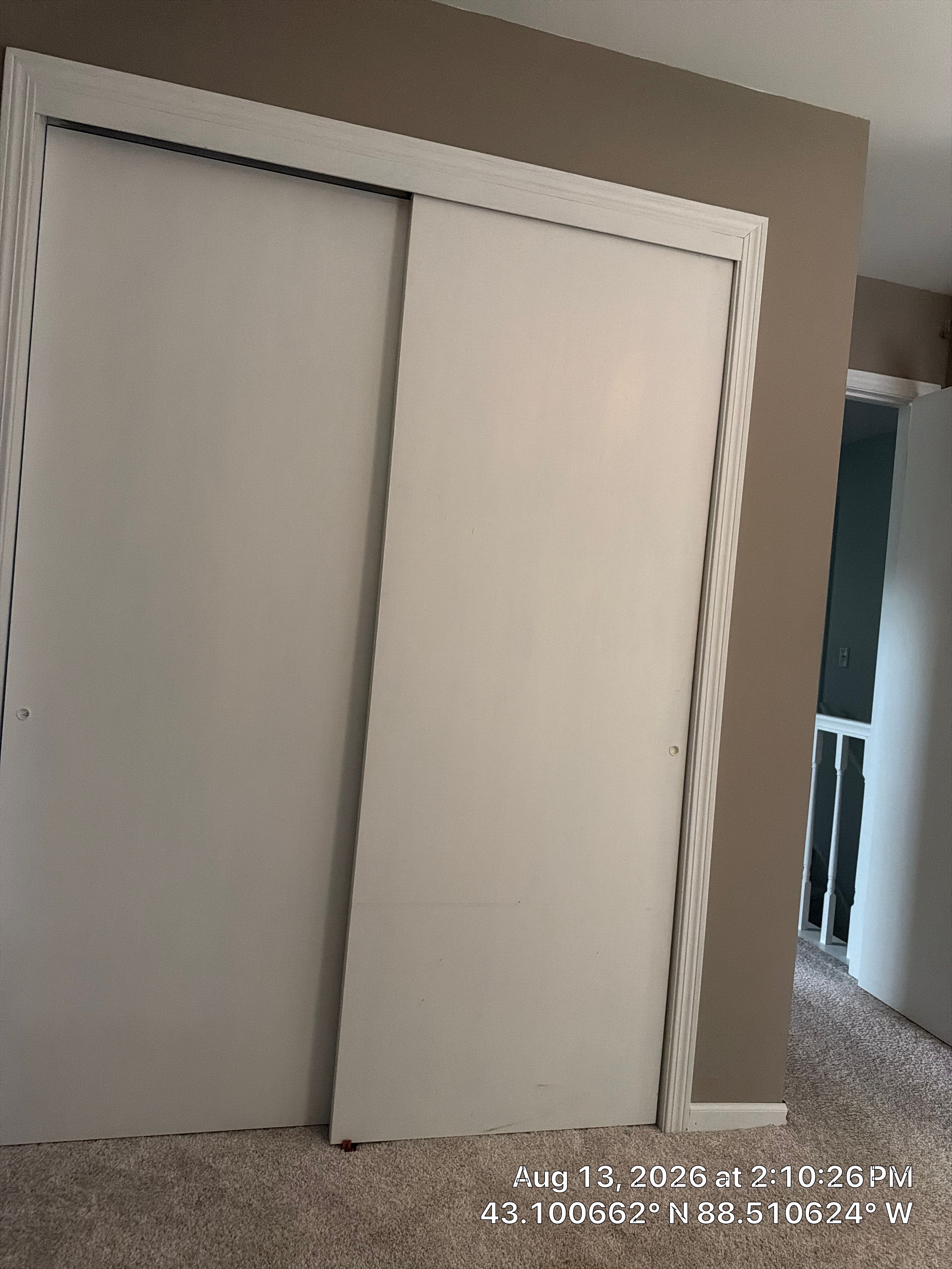 White Sliding Bypass Closet Door Installation in Oconomowoc by CompanyCam Sales Demo